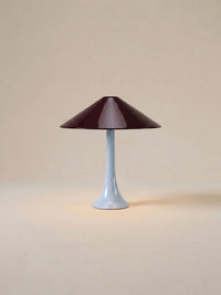 Nova Large Portable Lamp | Light Blue Base - Burgundy Shade