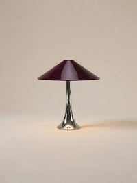 Nova Large Portable Lamp | Chrome Base - Burgundy Shade