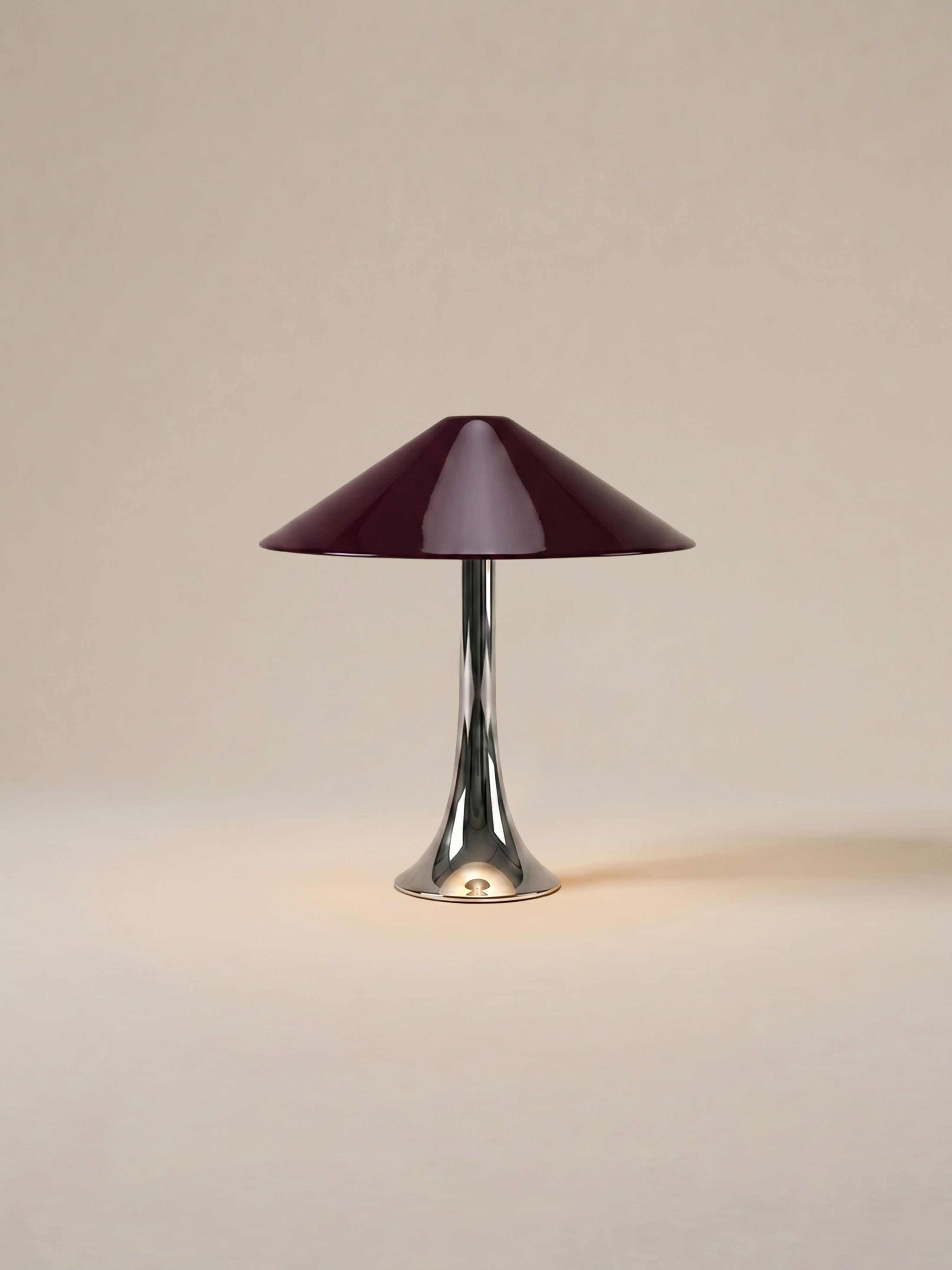 Nova Large Portable Lamp | Chrome Base - Burgundy Shade