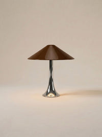 Nova Large Portable Lamp | Chrome Base - Brown Shade