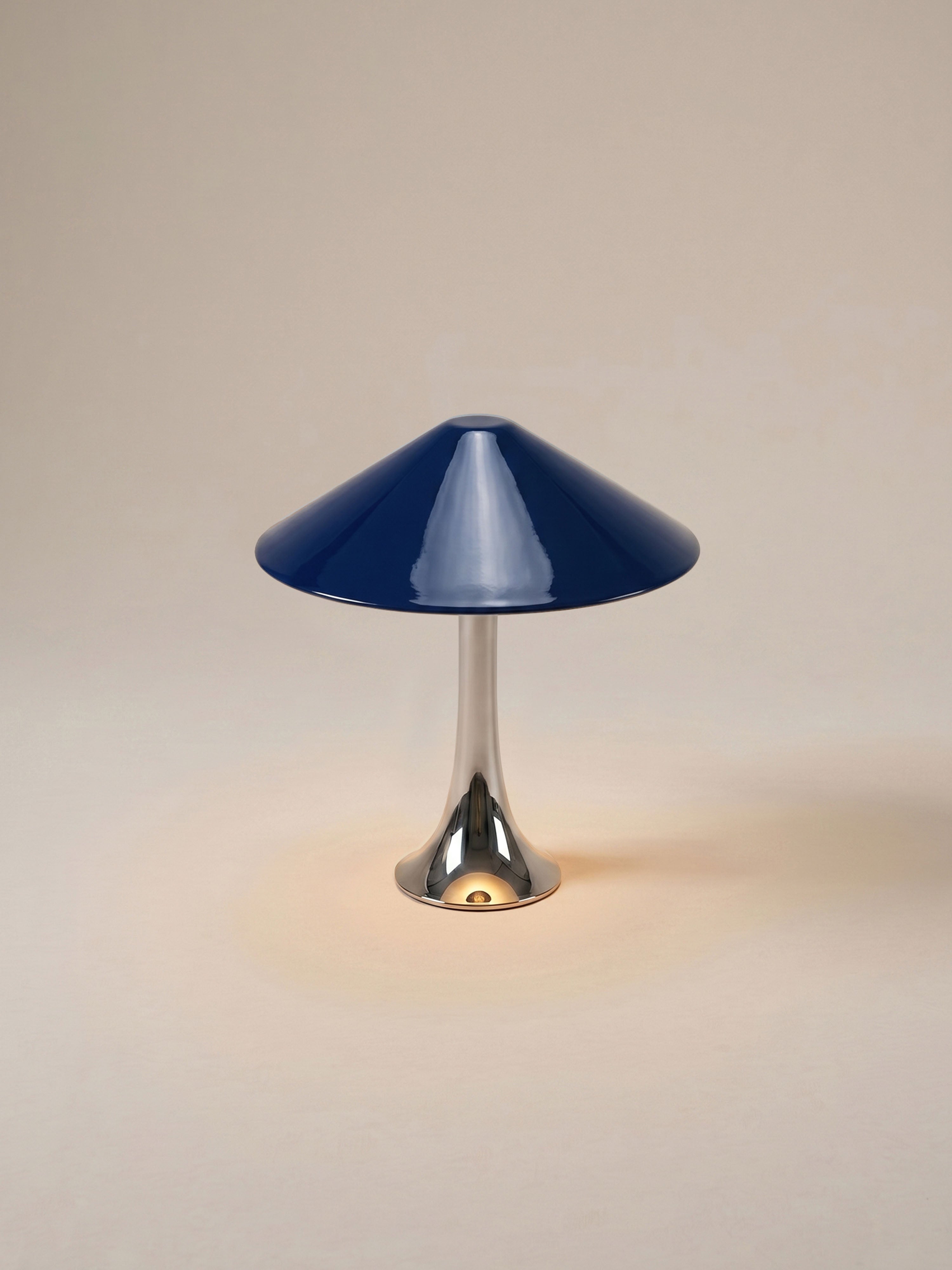Nova Large Portable Lamp | Chrome Base - Dark Blue Shade