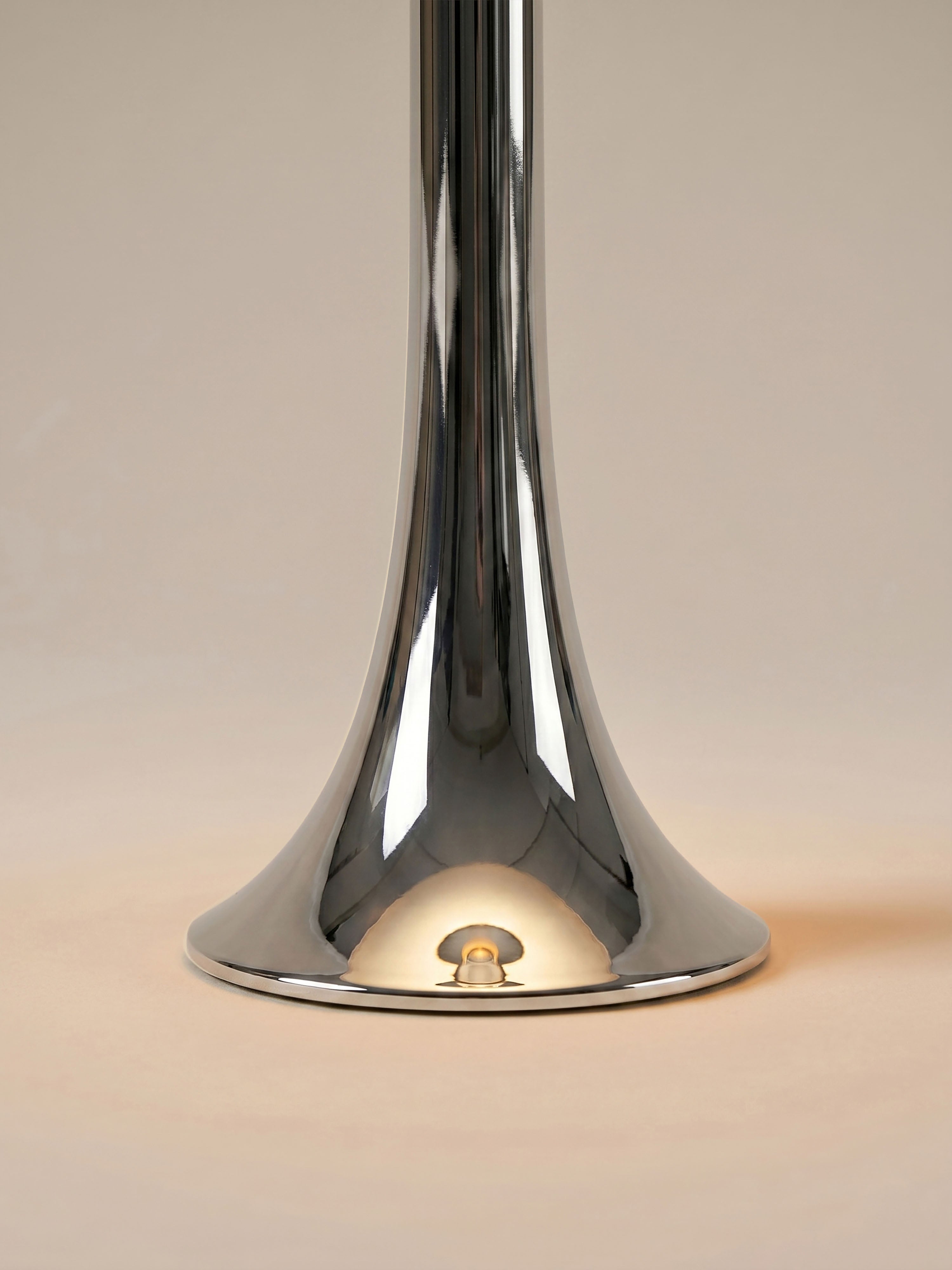 Nova Large Portable Lamp | Chrome Base - Brown Shade