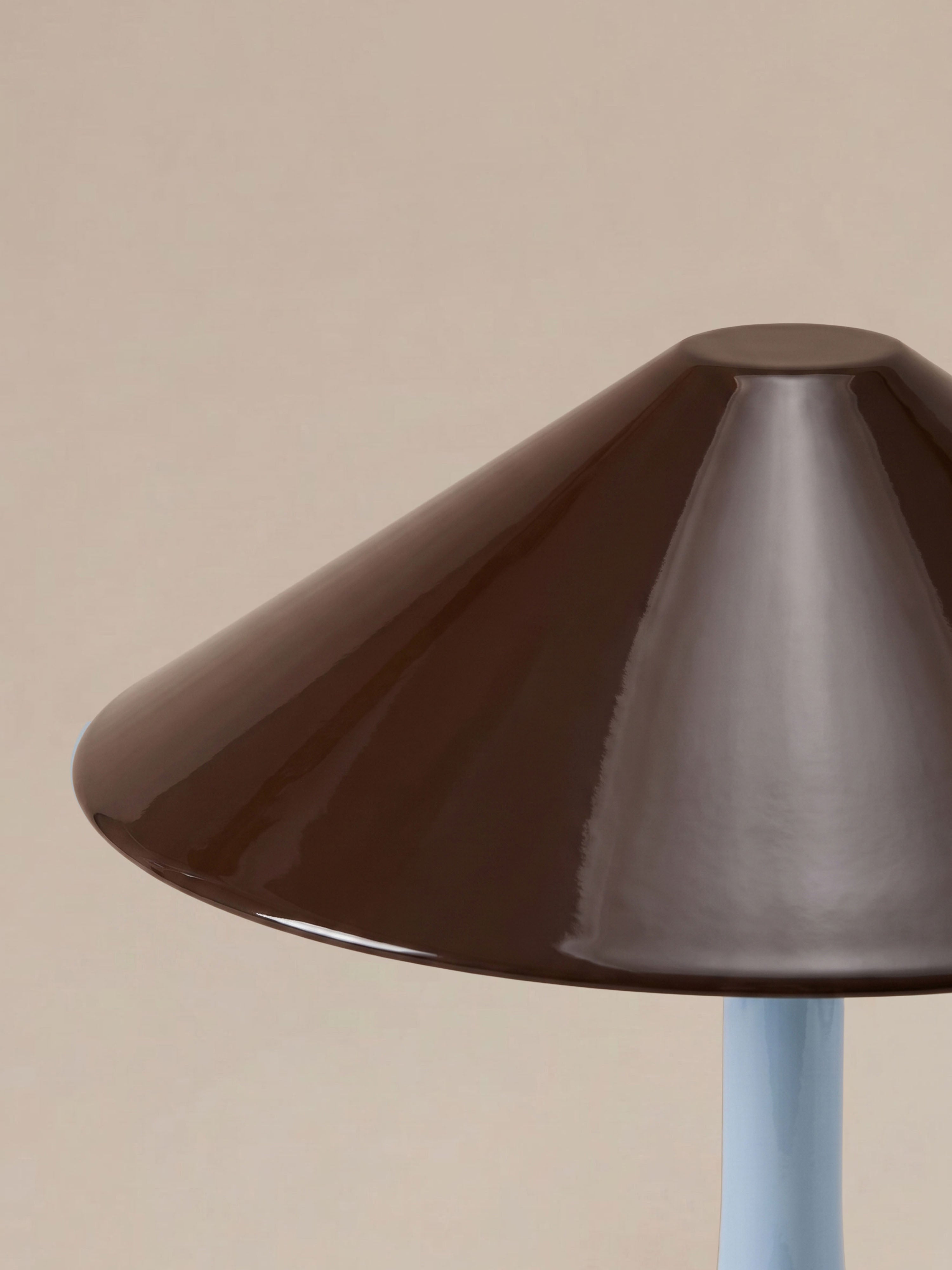 Nova Large Portable Lamp | Aqua Base & Brown Shade