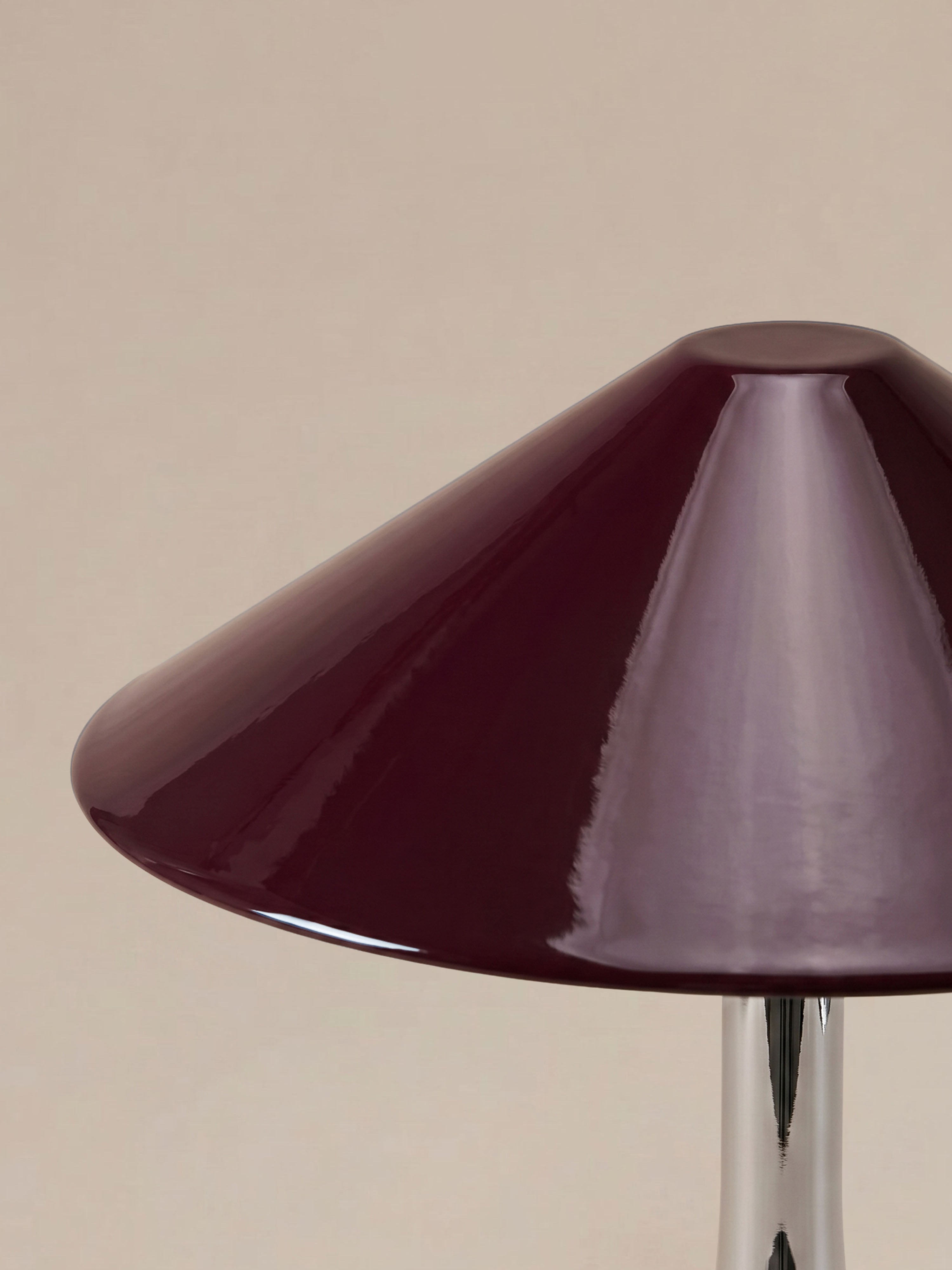 Nova Large Portable Lamp | Chrome Base - Burgundy Shade