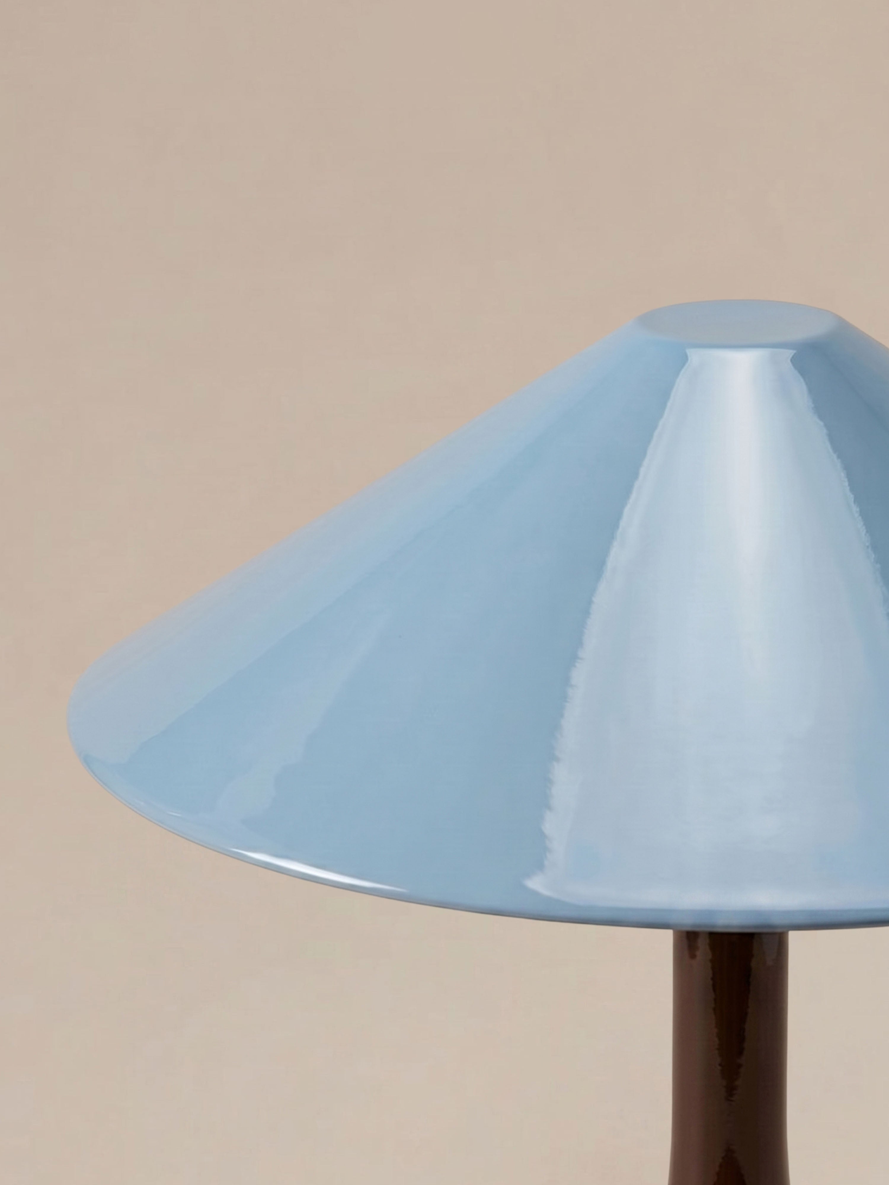 Nova Large Portable Lamp | Brown Base - Light Blue Shade
