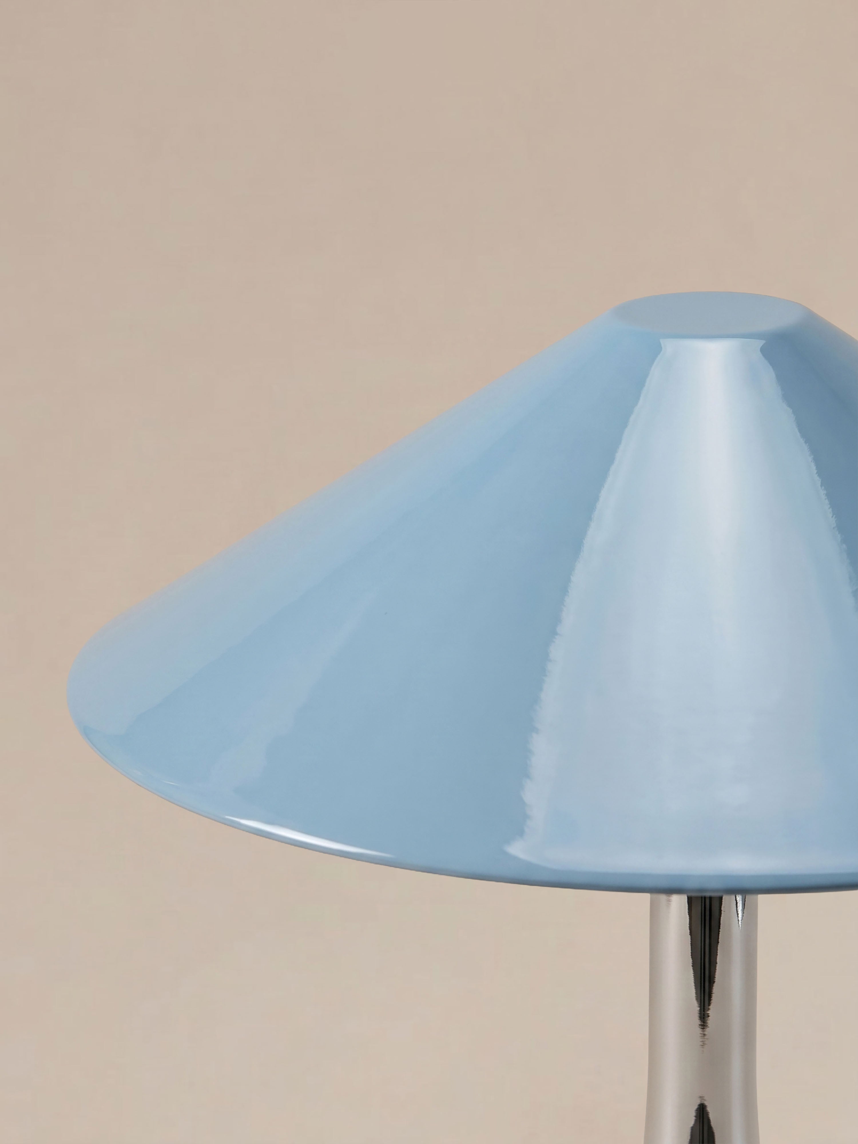 Nova Large Portable Lamp | Chrome Base & Light Blue Shade