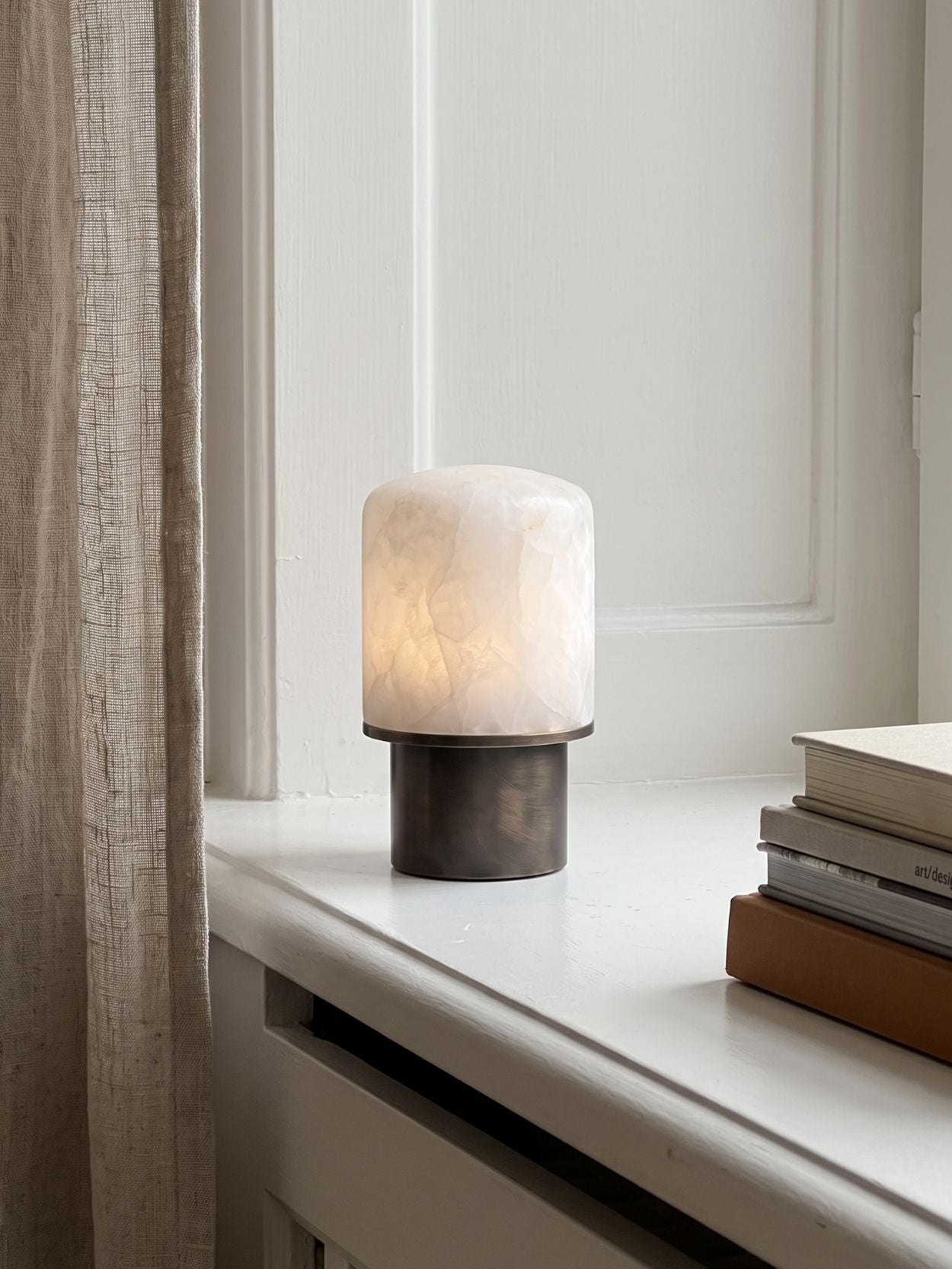 The Portable Aurora Lamp | Brushed Bronze & Alabaster