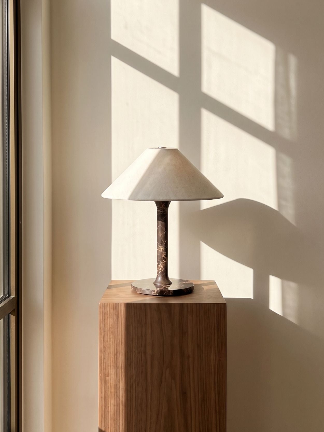 The Rossa Portable Lamp | Brown Marble & Linen
