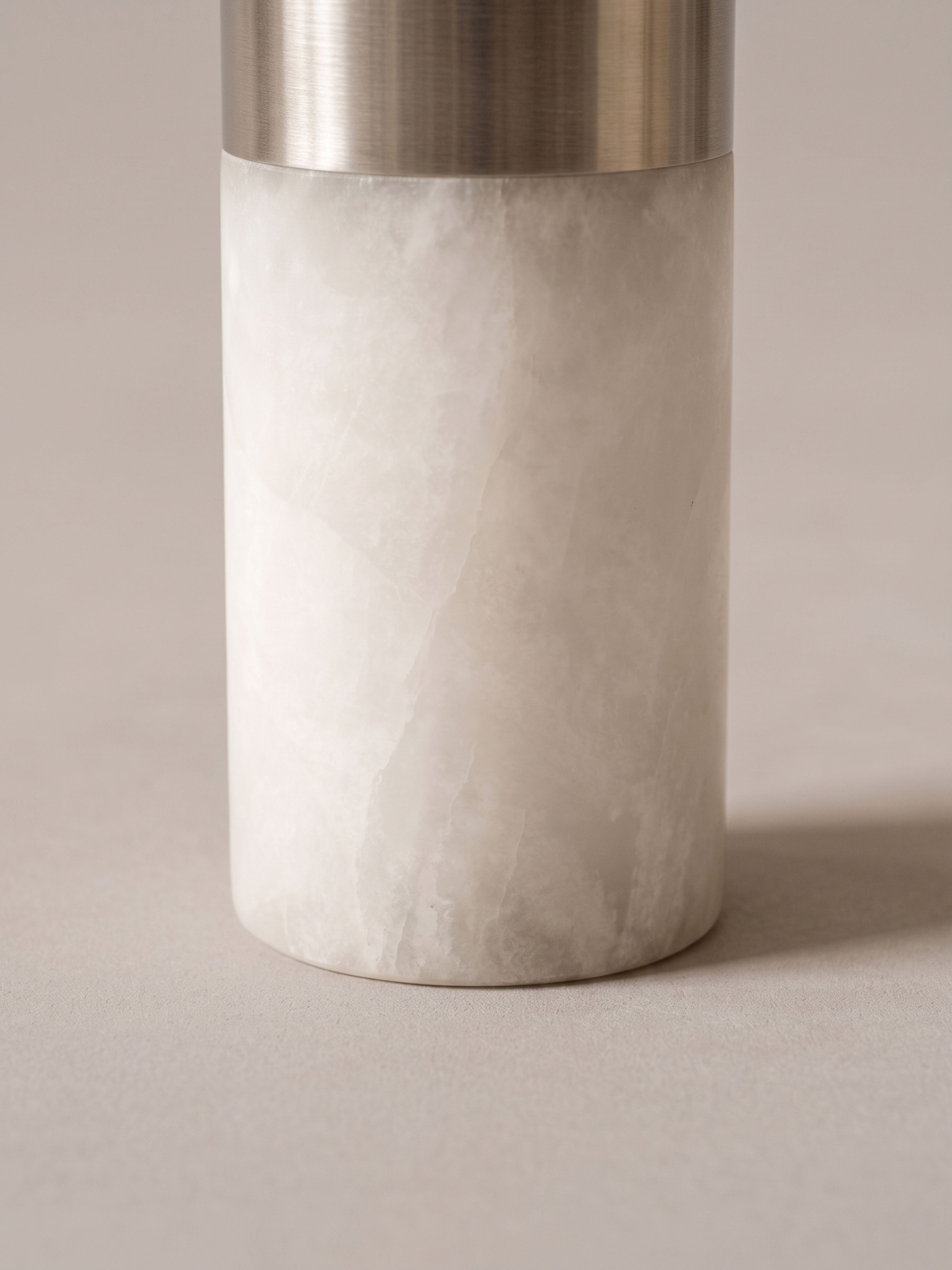 The Lyla Vase - Alabaster & Brushed Metal