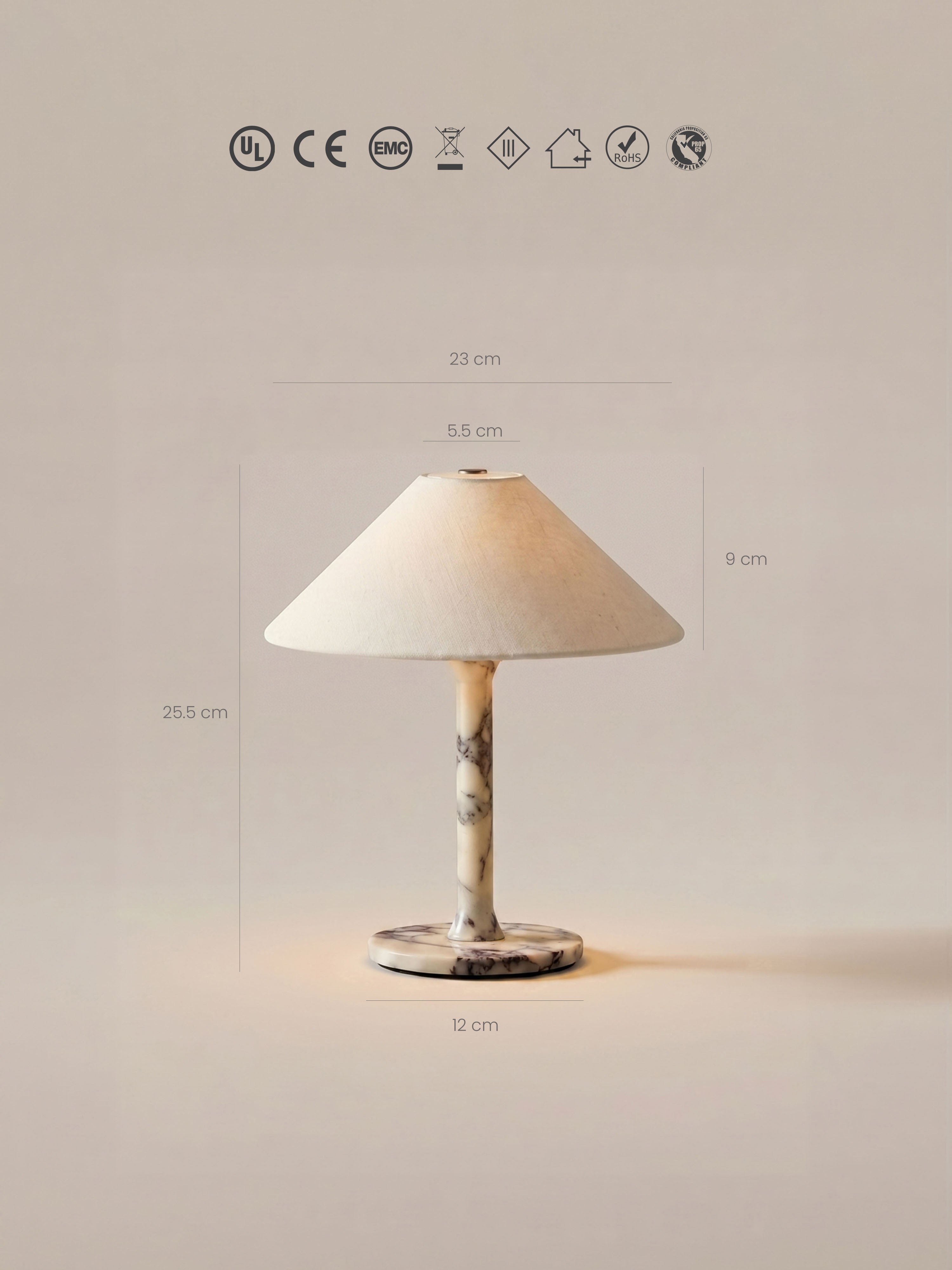 Rossa Portable Lamp | Calacatta Viola & Linen