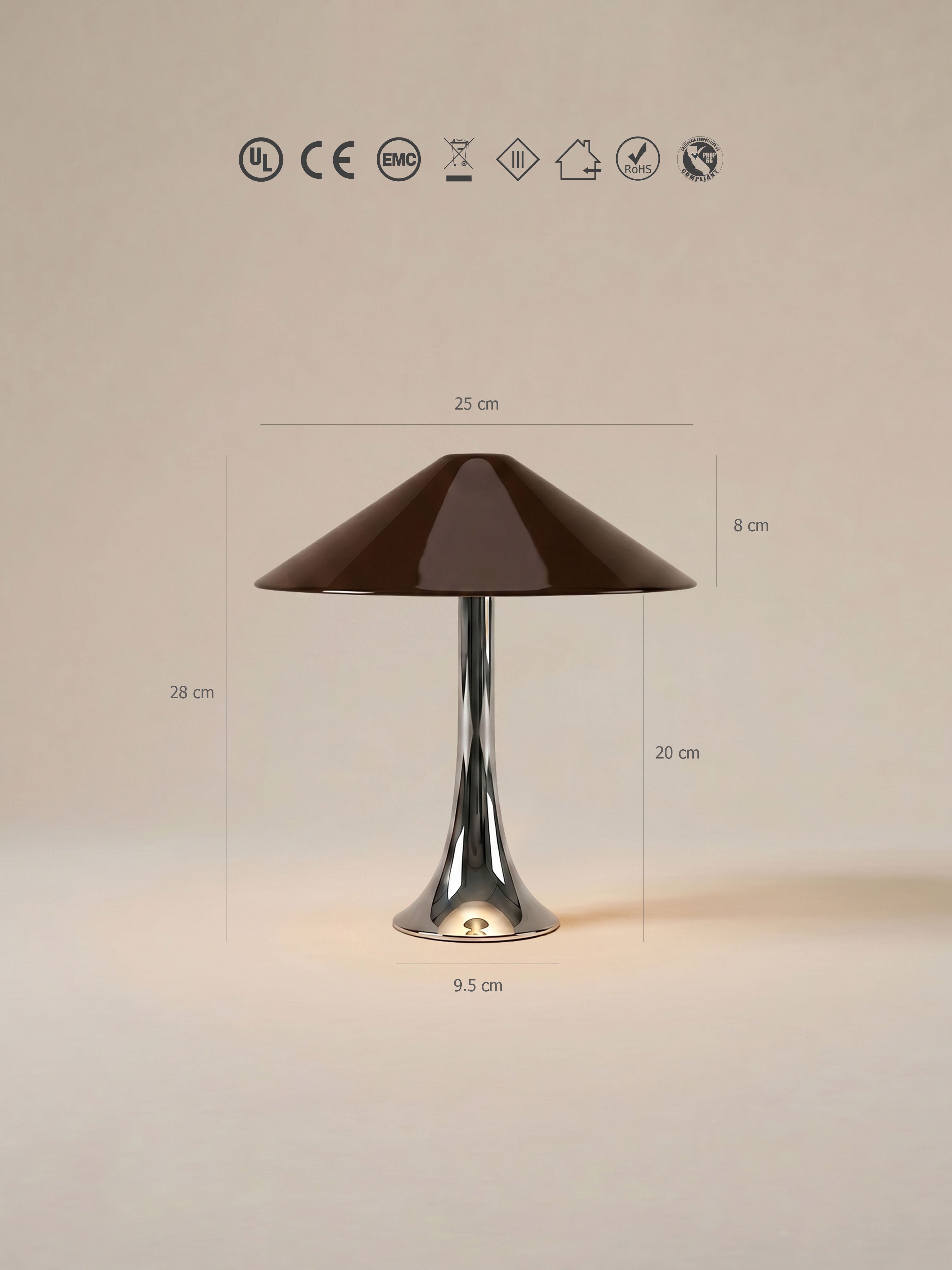 Nova Large Portable Lamp | Chrome & Deep Brown
