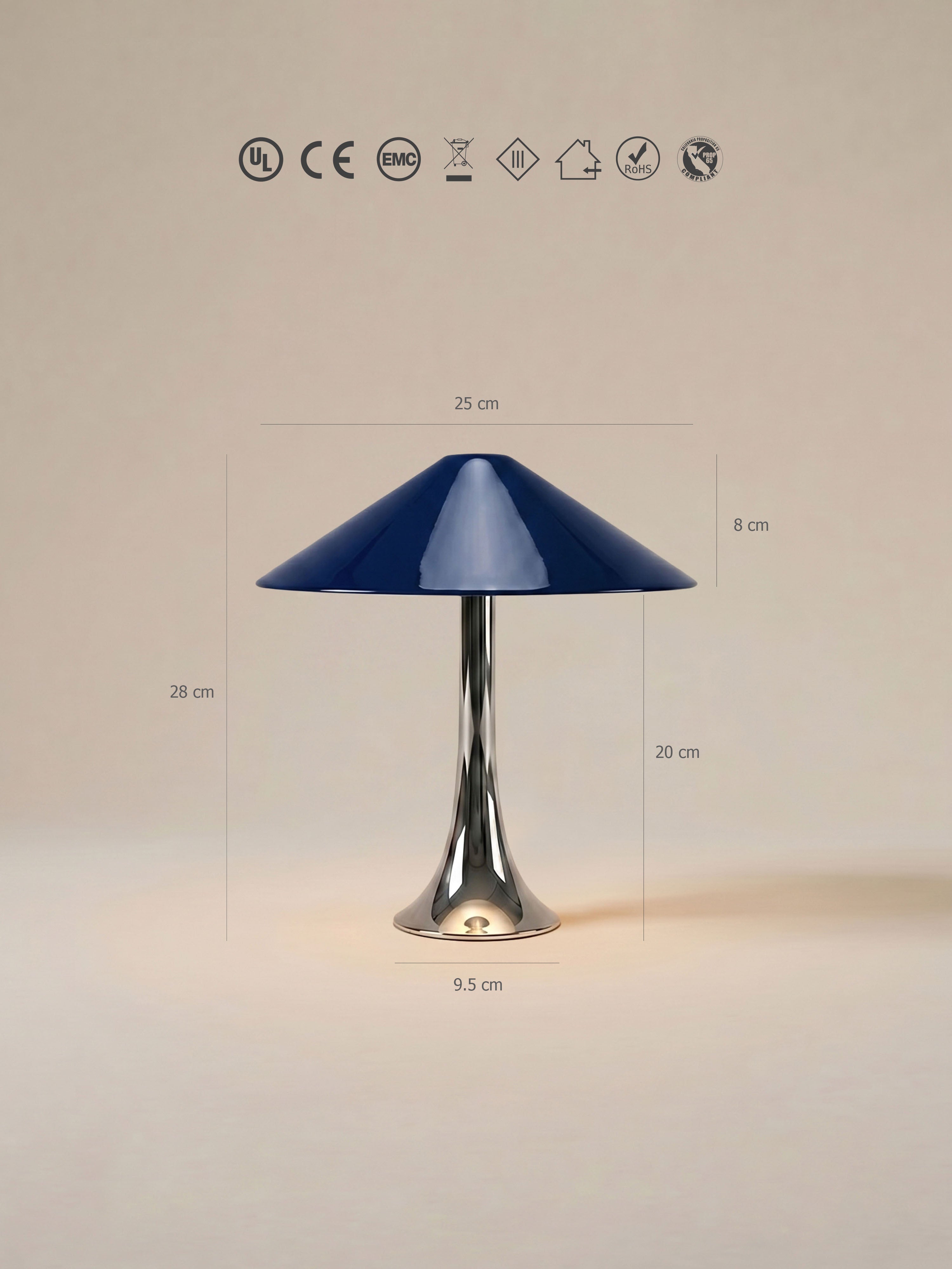 Nova Large Portable Lamp | Chrome & Dark Blue