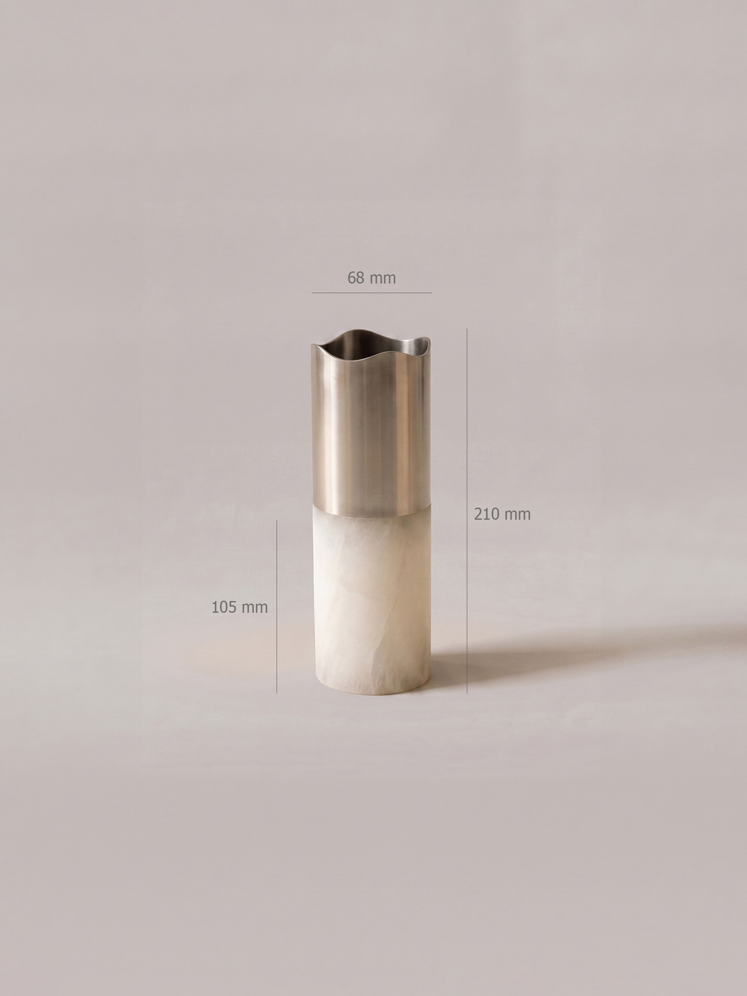 The Lyla Vase - Alabaster & Brushed Metal