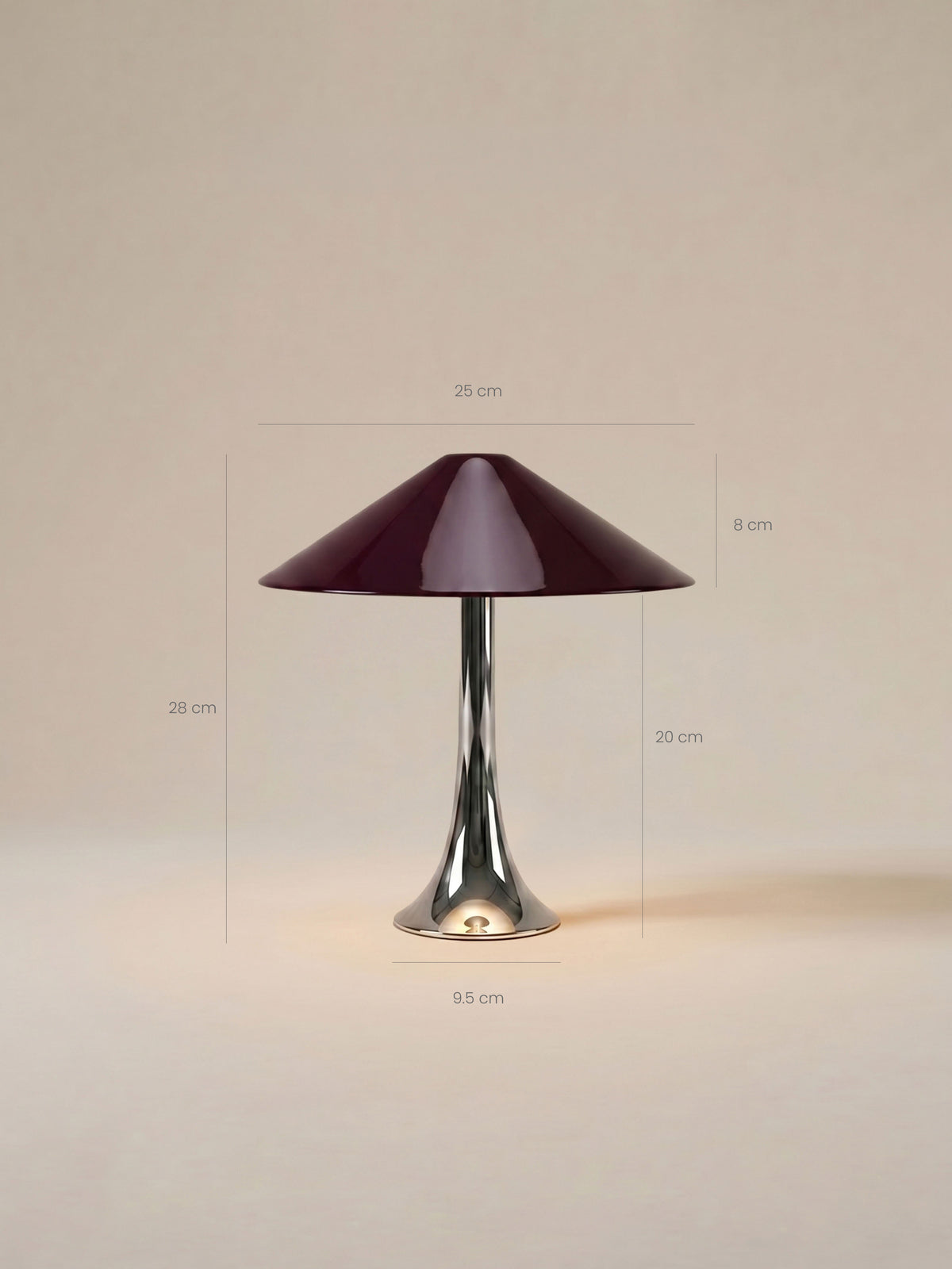 The Original - Nova Large Portable Lamp | Chrome & Burgundy Shade
