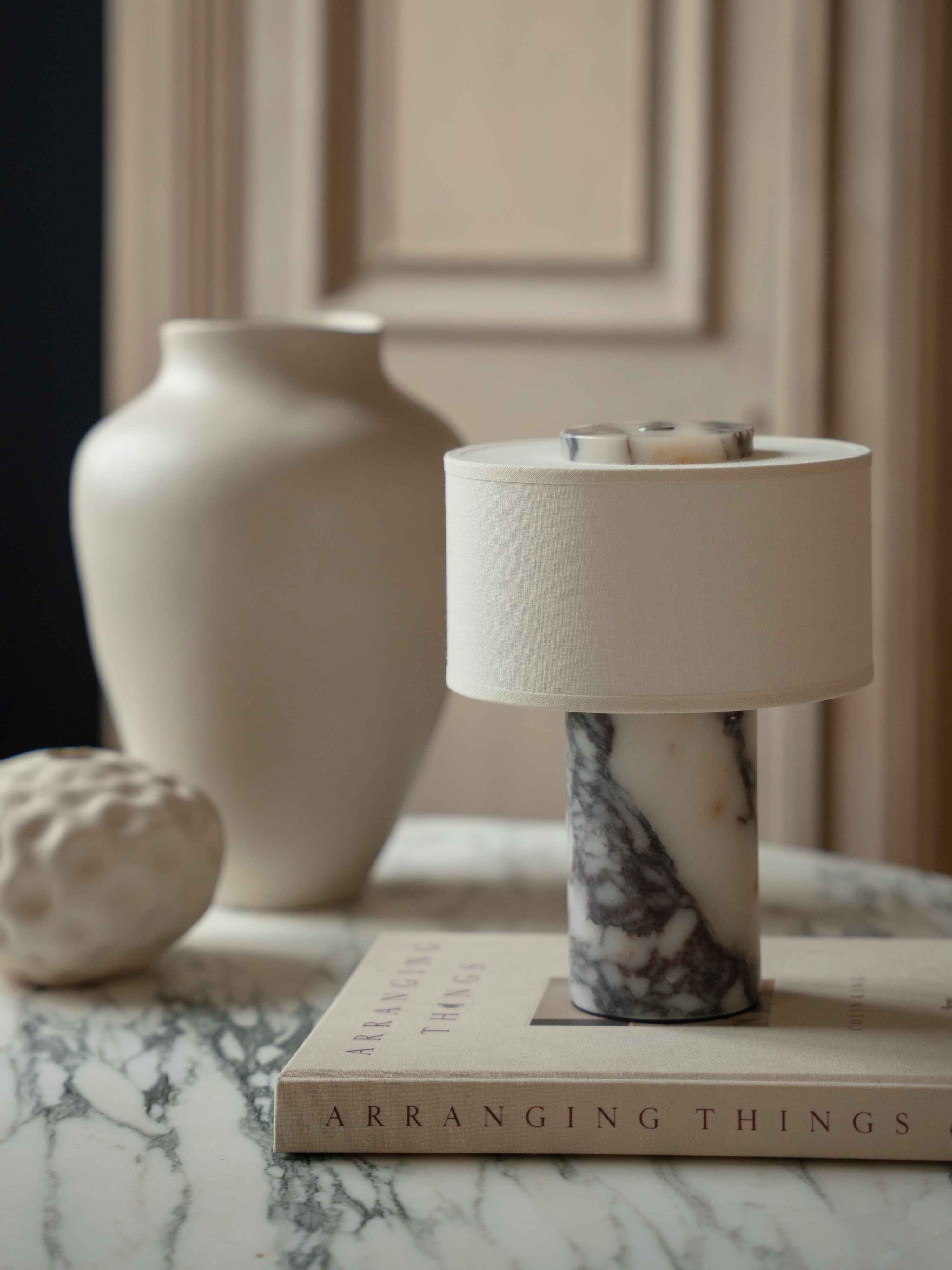 Auríe Portable Lamp | Calacatta Viola Marble & Linen