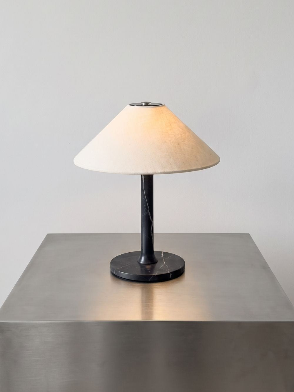 The Rossa Portable Lamp | Black Marble & Linen