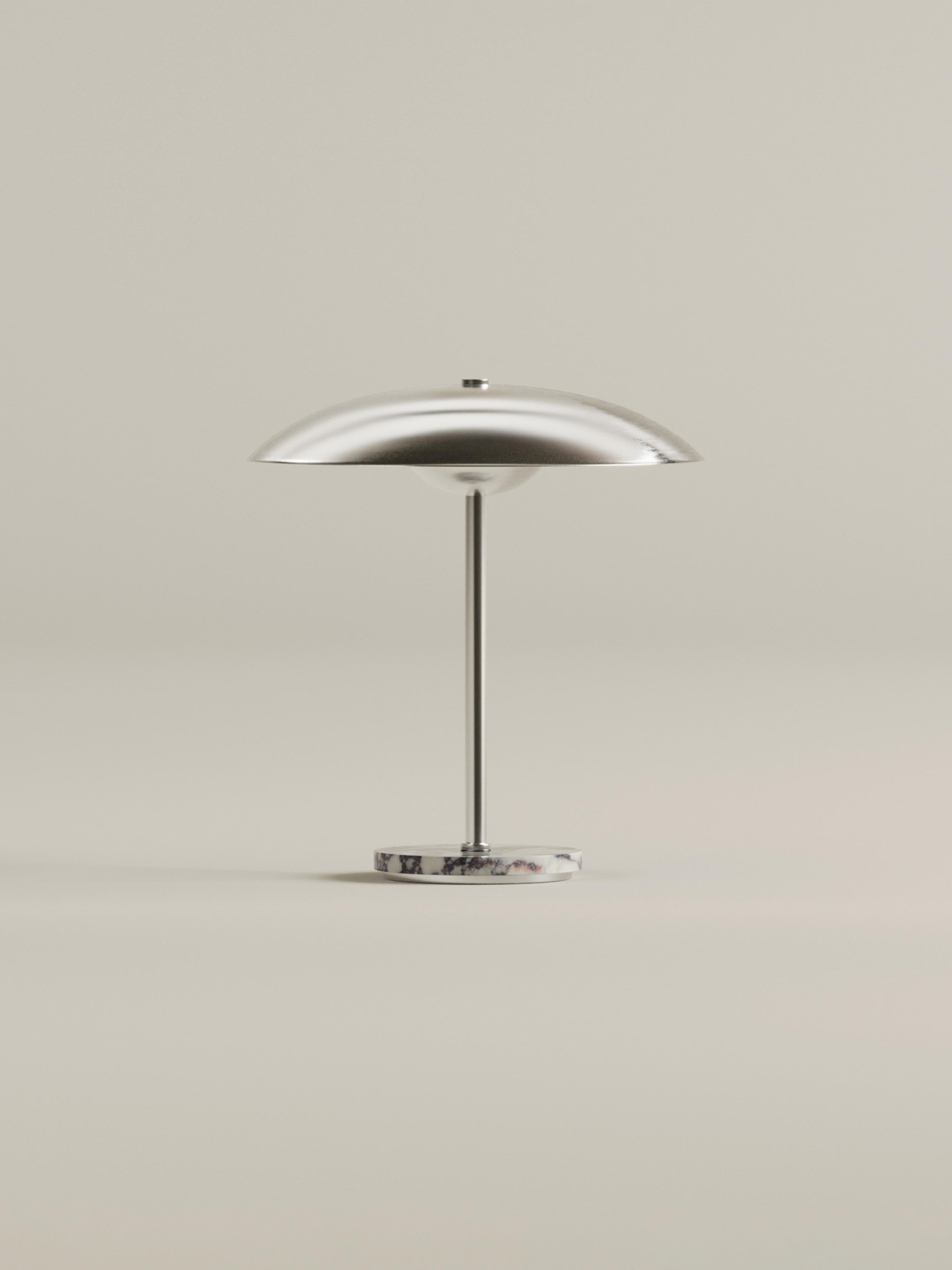 Aethém Lamp Portable | Chrome & Calacatta Viola