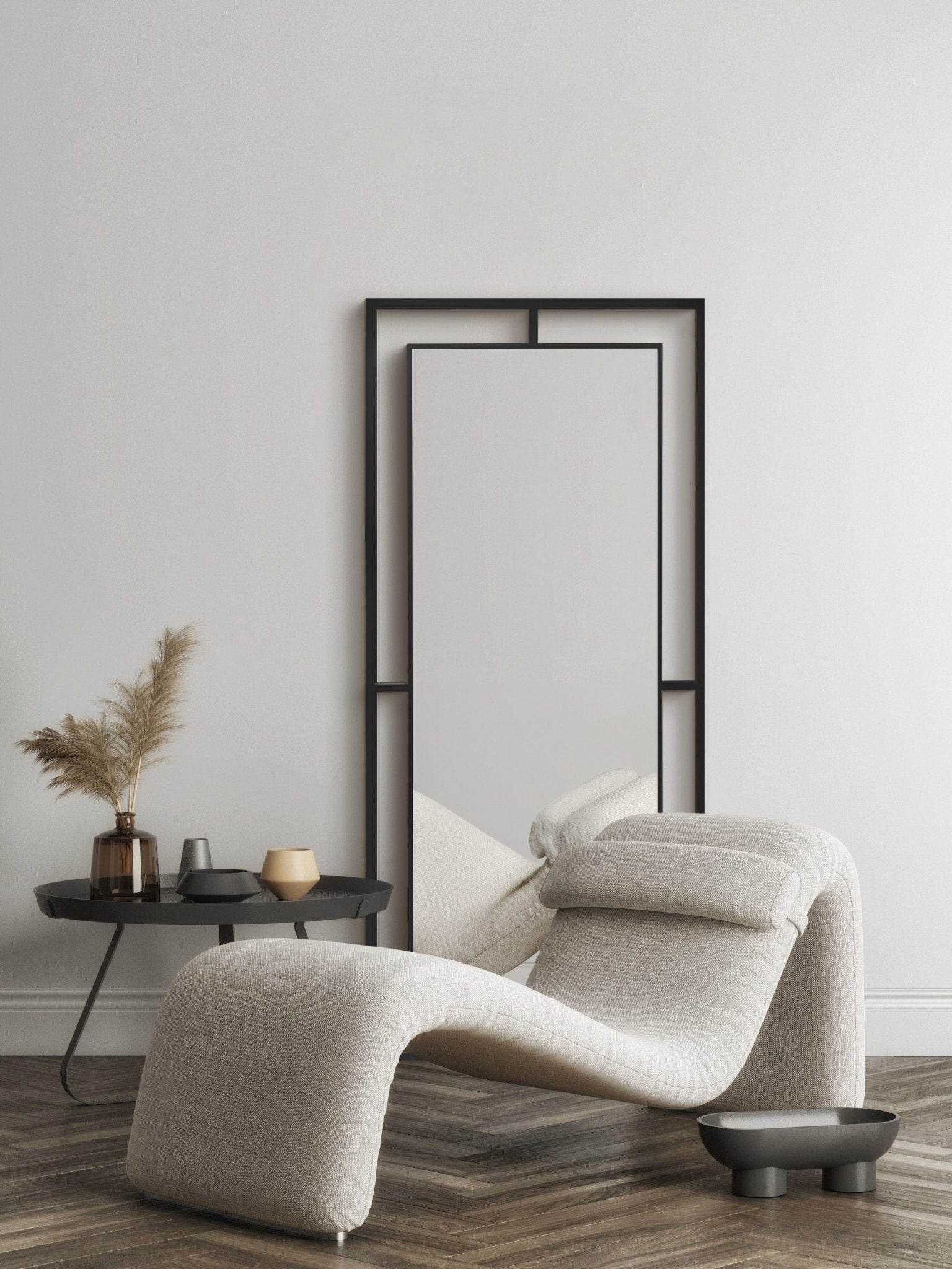 Framed Mirror No. 1 | Großer Spiegel mit Eisenrahmen | 180 × 80 cm. - Blossholm