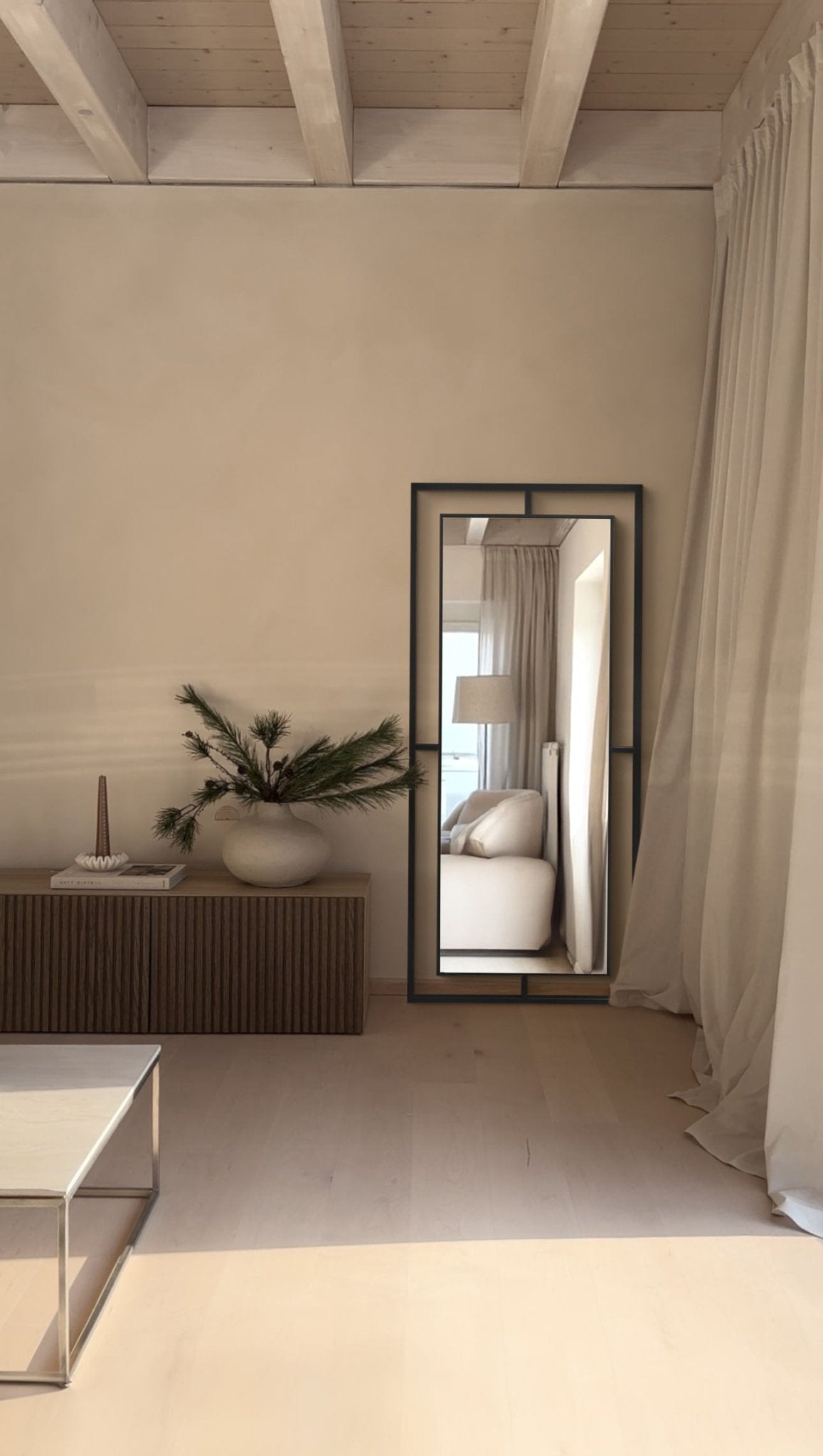 Framed Mirror No. 1 | Großer Spiegel mit Eisenrahmen | 180 × 80 cm. - Blossholm