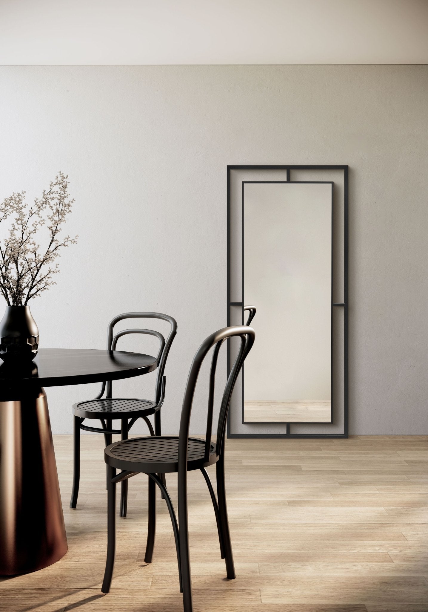Framed Mirror No. 1 | Großer Spiegel mit Eisenrahmen | 180 × 80 cm. - Blossholm