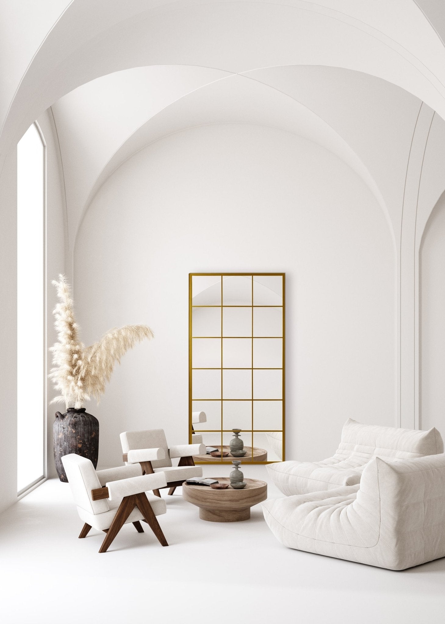 Grid Mirror No.1 | Großer Spiegel mit Goldrahmen 220 × 110 cm - Blossholm