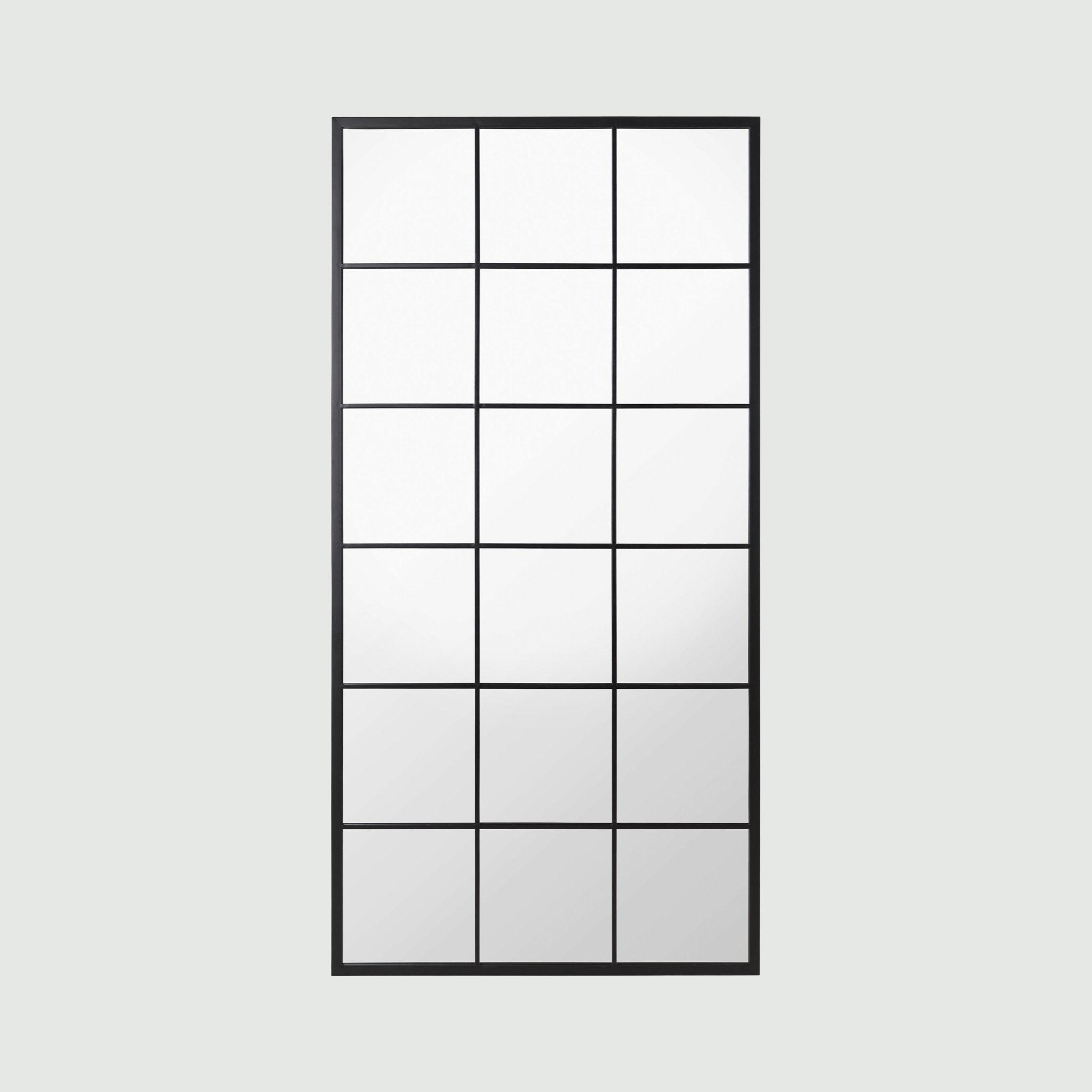 Grid Mirror No.1 | Großer Wandspiegel mit schwarzem Rahmen 220 × 110 cm - Blossholm