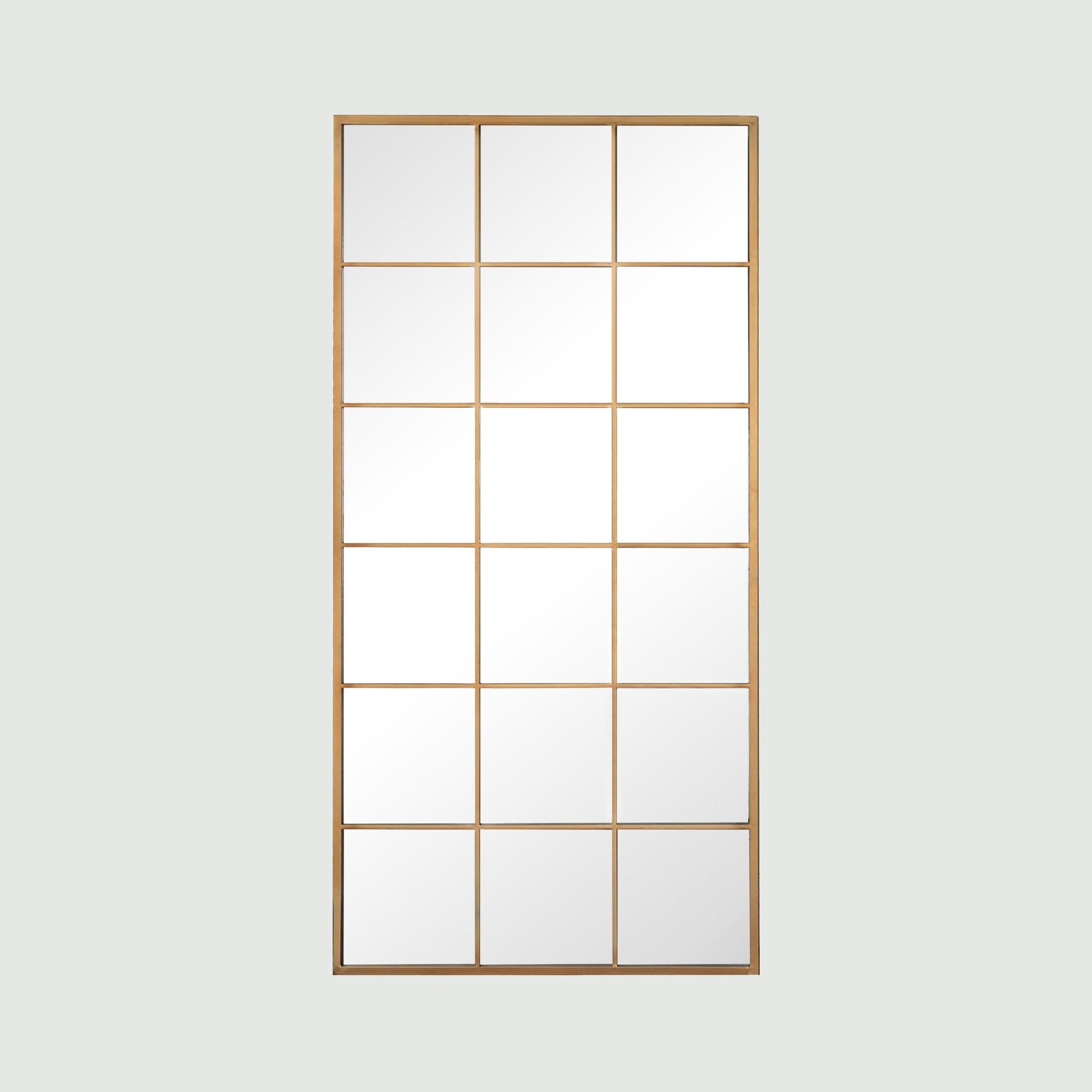 Grid Mirror No.2 | Spiegel mit Eisenrahmen und Goldfinish 200 × 100 cm - Blossholm