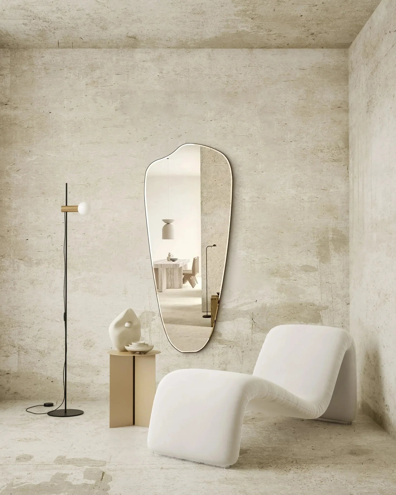 Virgil mirror » Modern mirror in curved design, 140x60cm