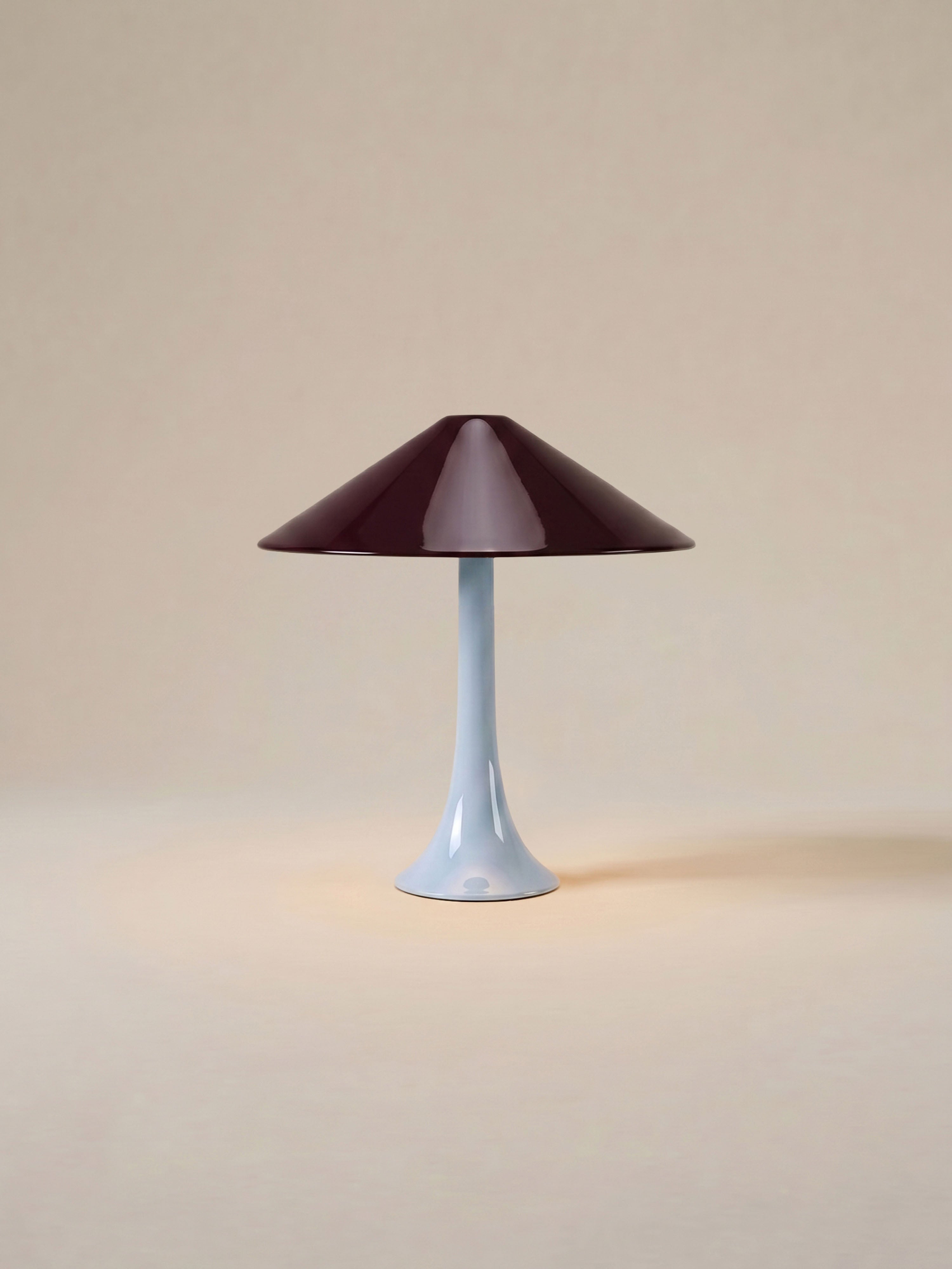 Nova Large Portable Lamp | Light Blue Base - Burgundy Shade
