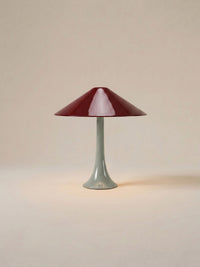 Nova Large Portable Lamp | Sage Green Base - Burgundy Shade