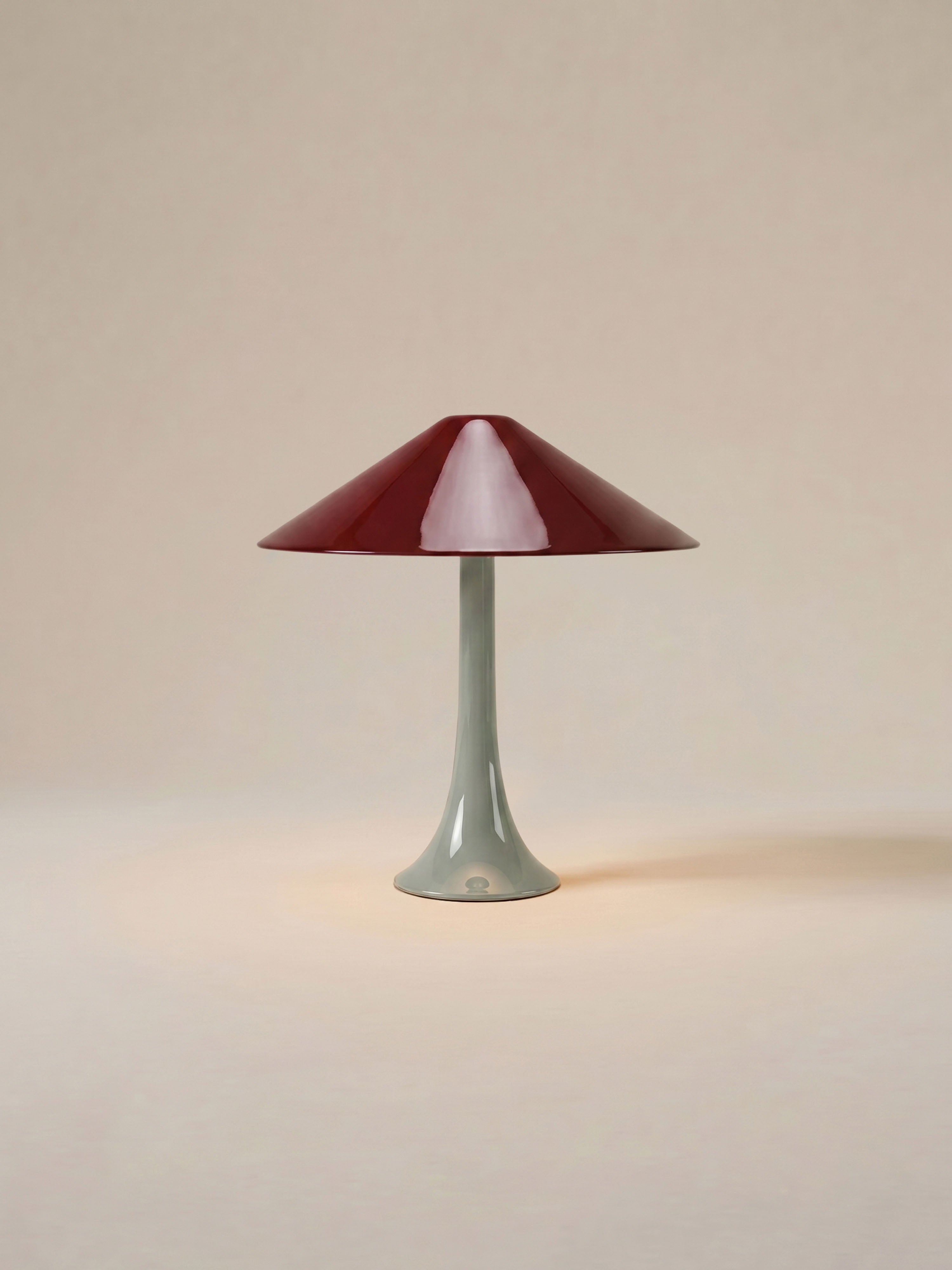 Nova Large Portable Lamp | Sage Green Base - Burgundy Shade