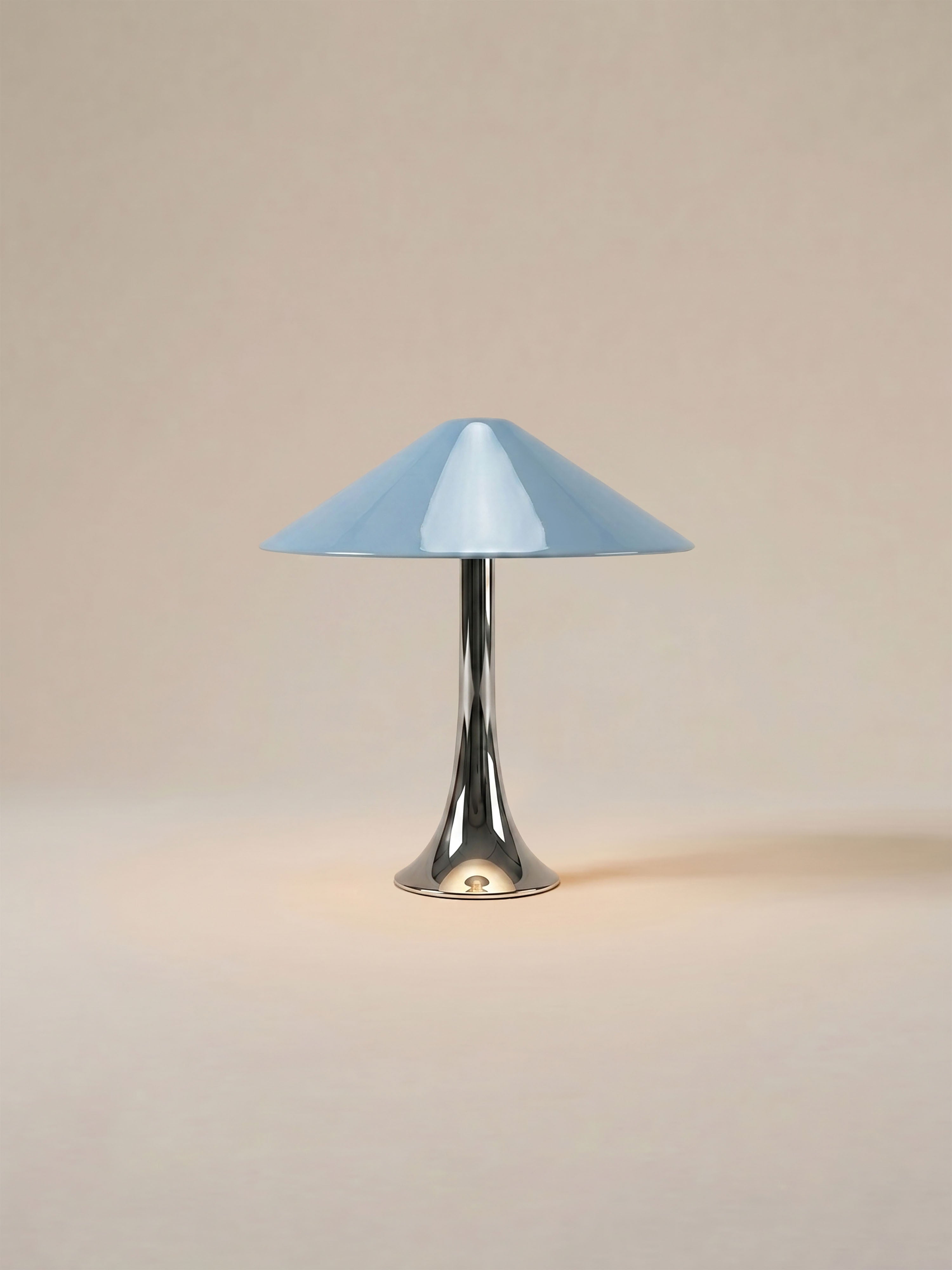 Nova Large Portable Lamp | Chrome Base & Light Blue Shade