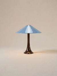 Nova Large Portable Lamp | Brown Base - Light Blue Shade
