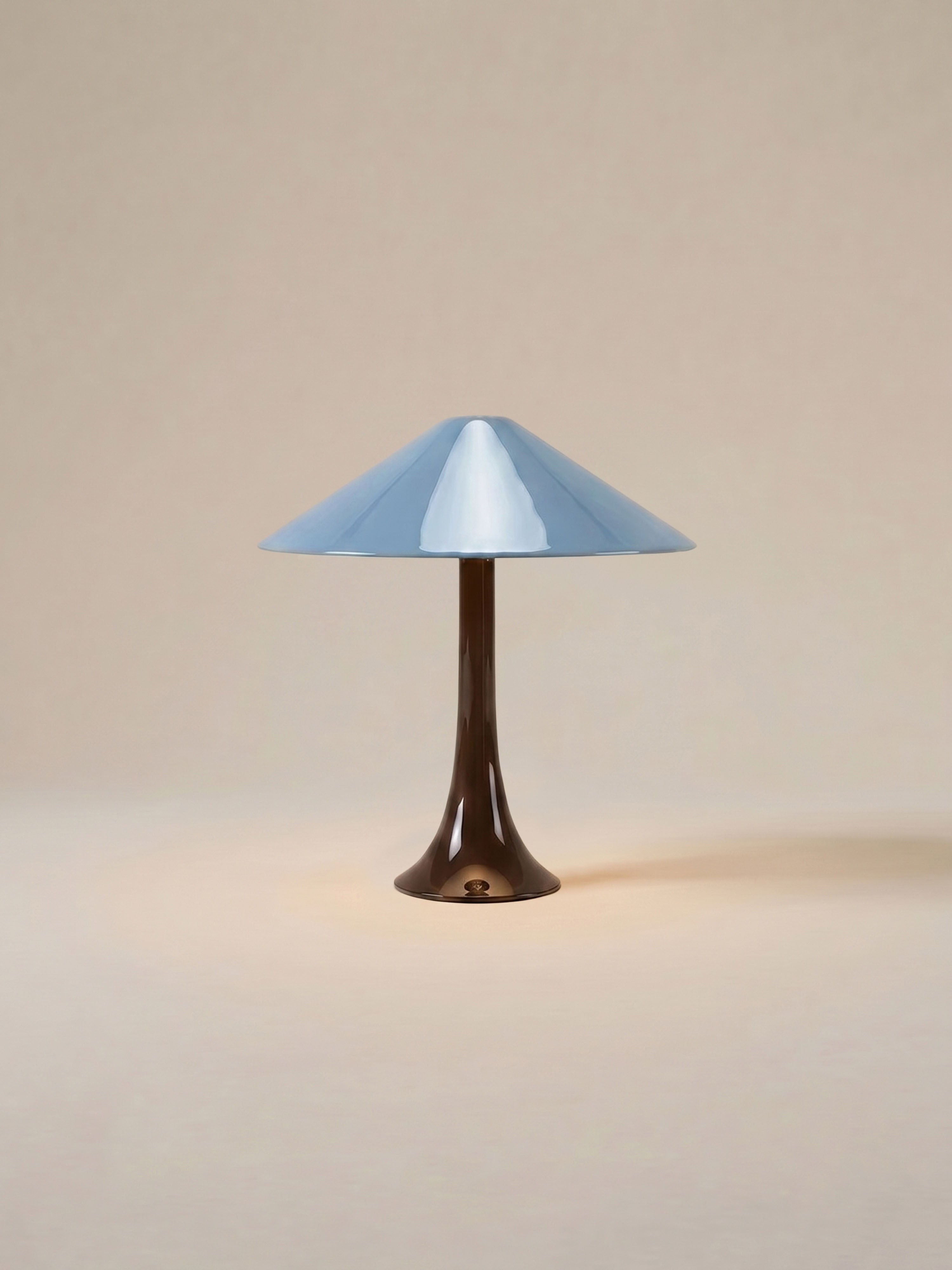 Nova Large Portable Lamp | Brown Base - Light Blue Shade