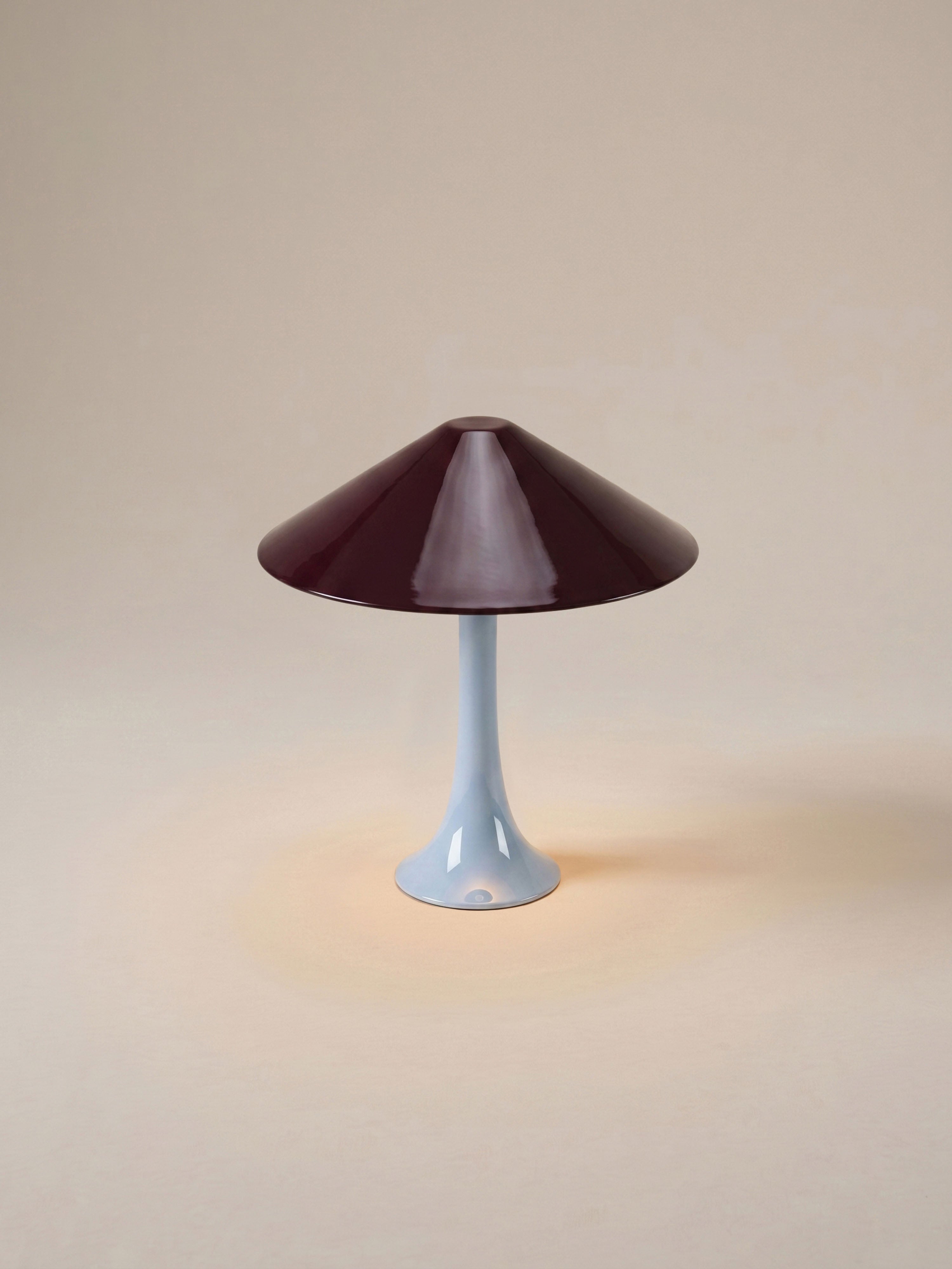 Nova Large Portable Lamp | Light Blue Base - Burgundy Shade