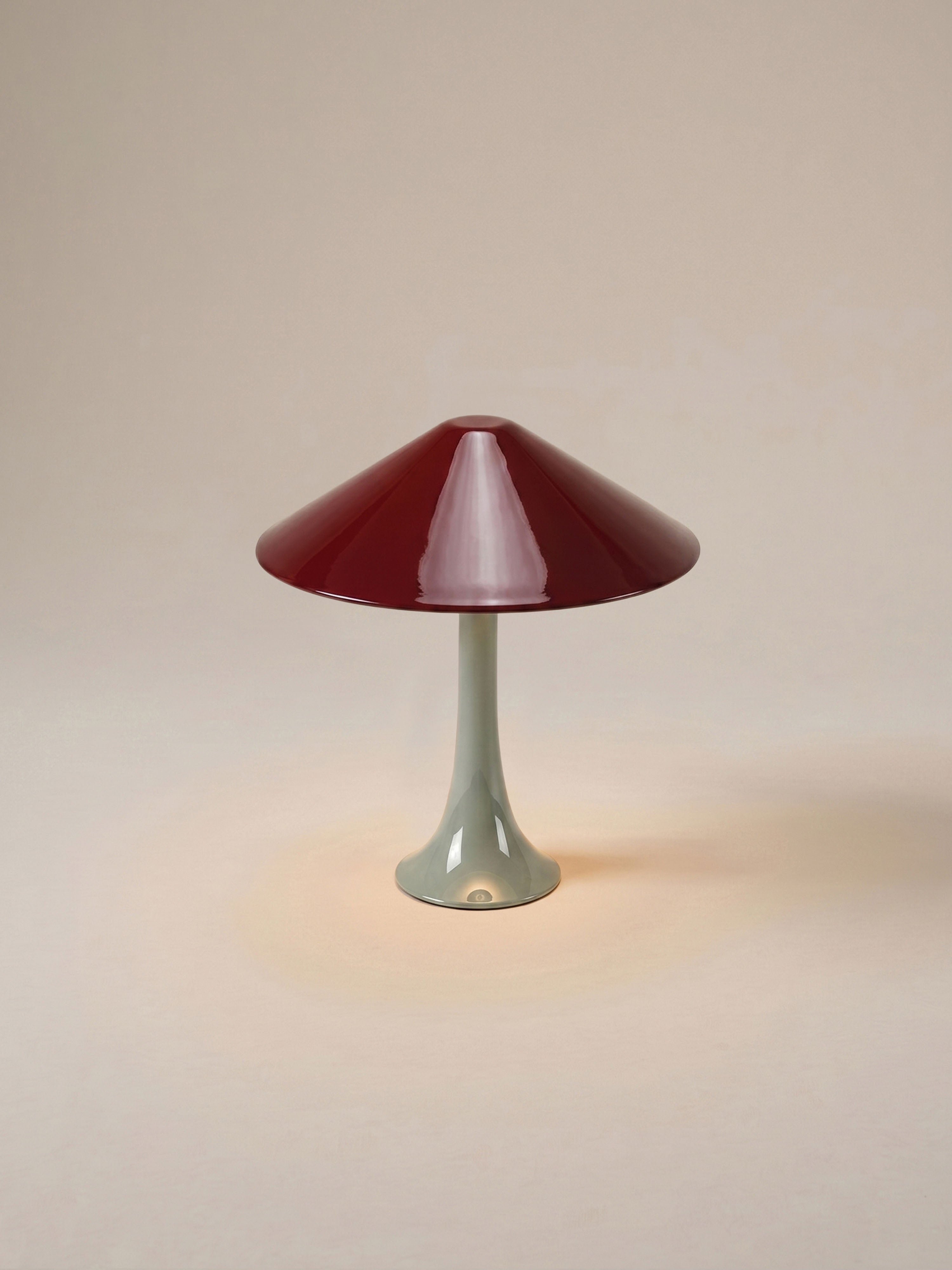 Nova Large Portable Lamp | Sage Green Base - Burgundy Shade