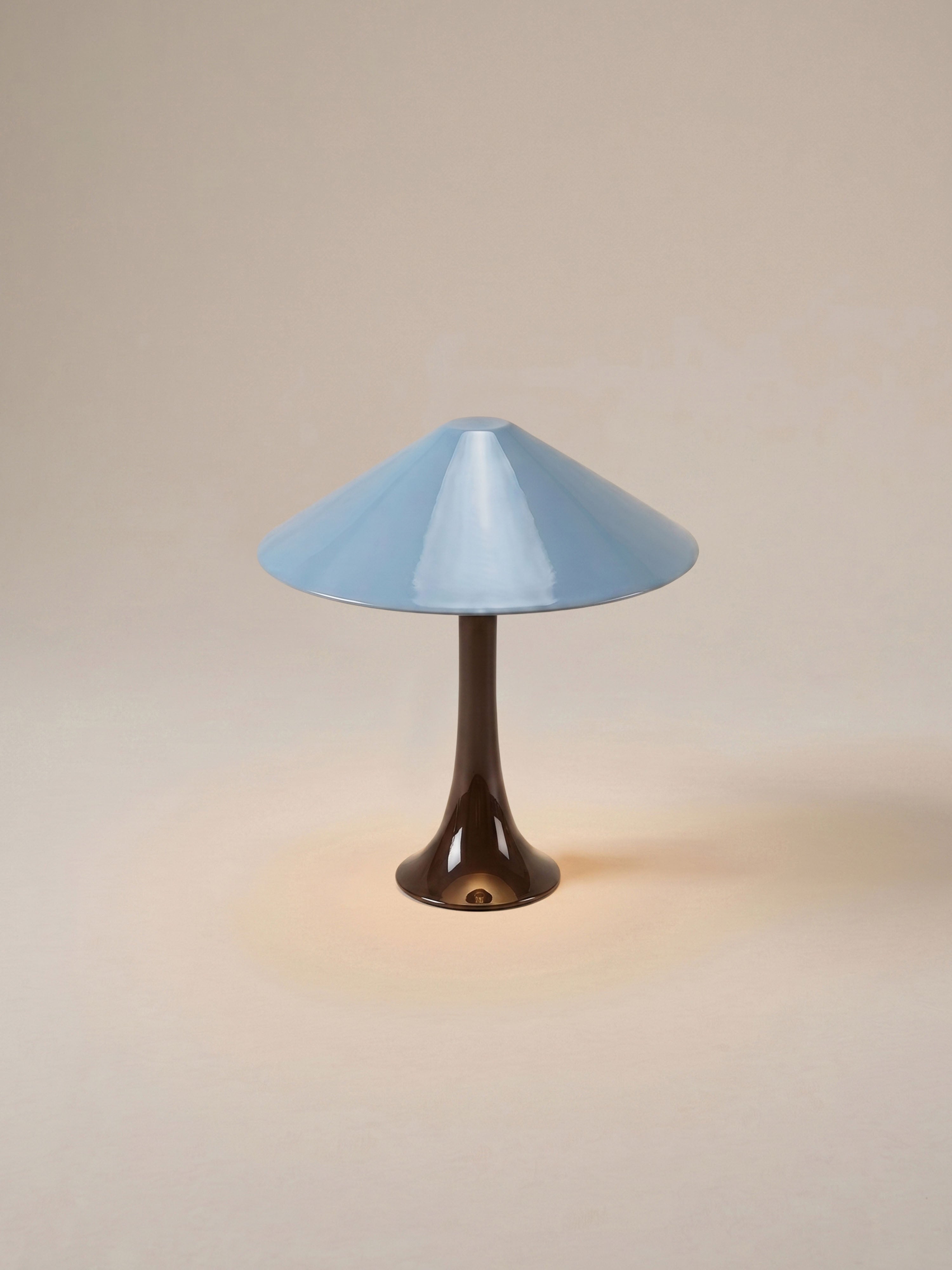 Nova Large Portable Lamp | Brown Base - Light Blue Shade