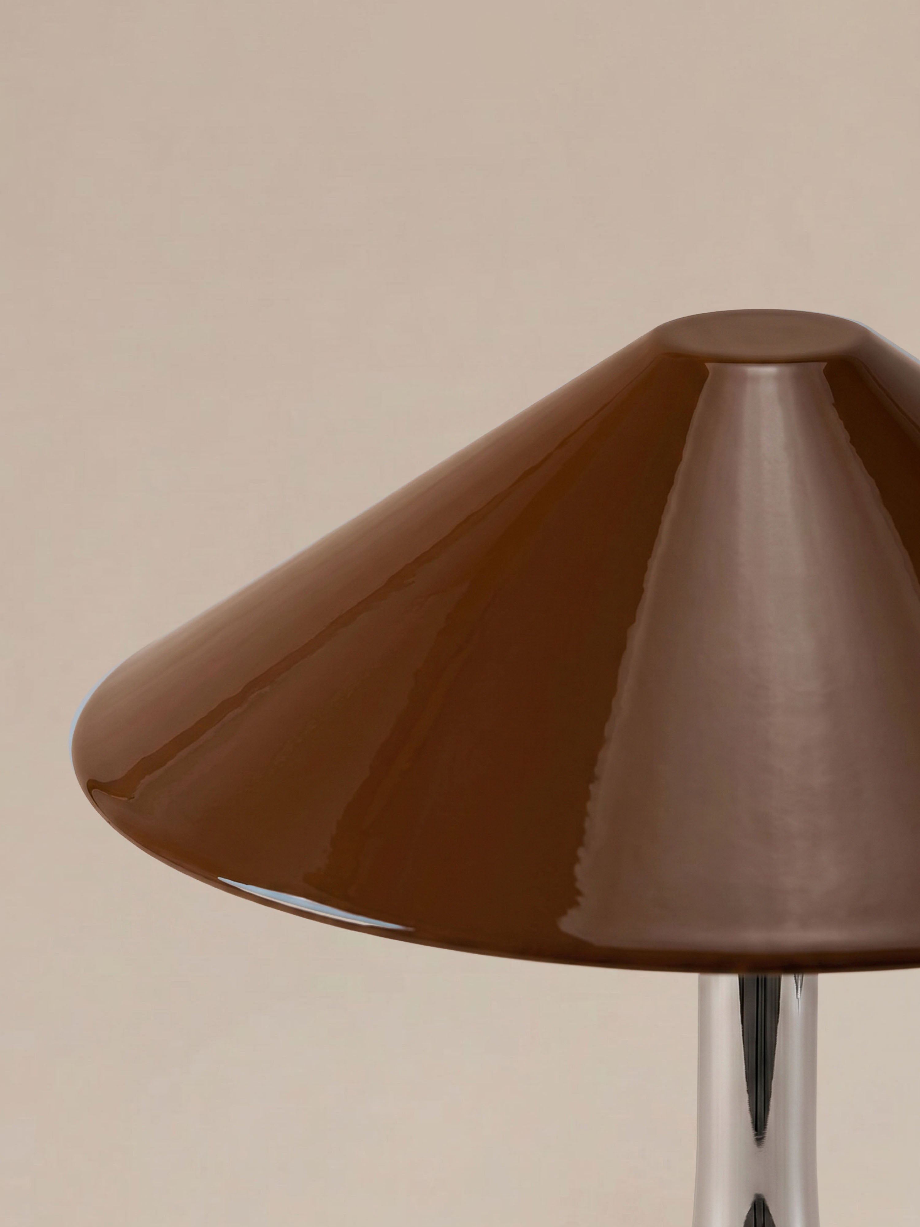 Nova Large Portable Lamp | Chrome Base - Brown Shade