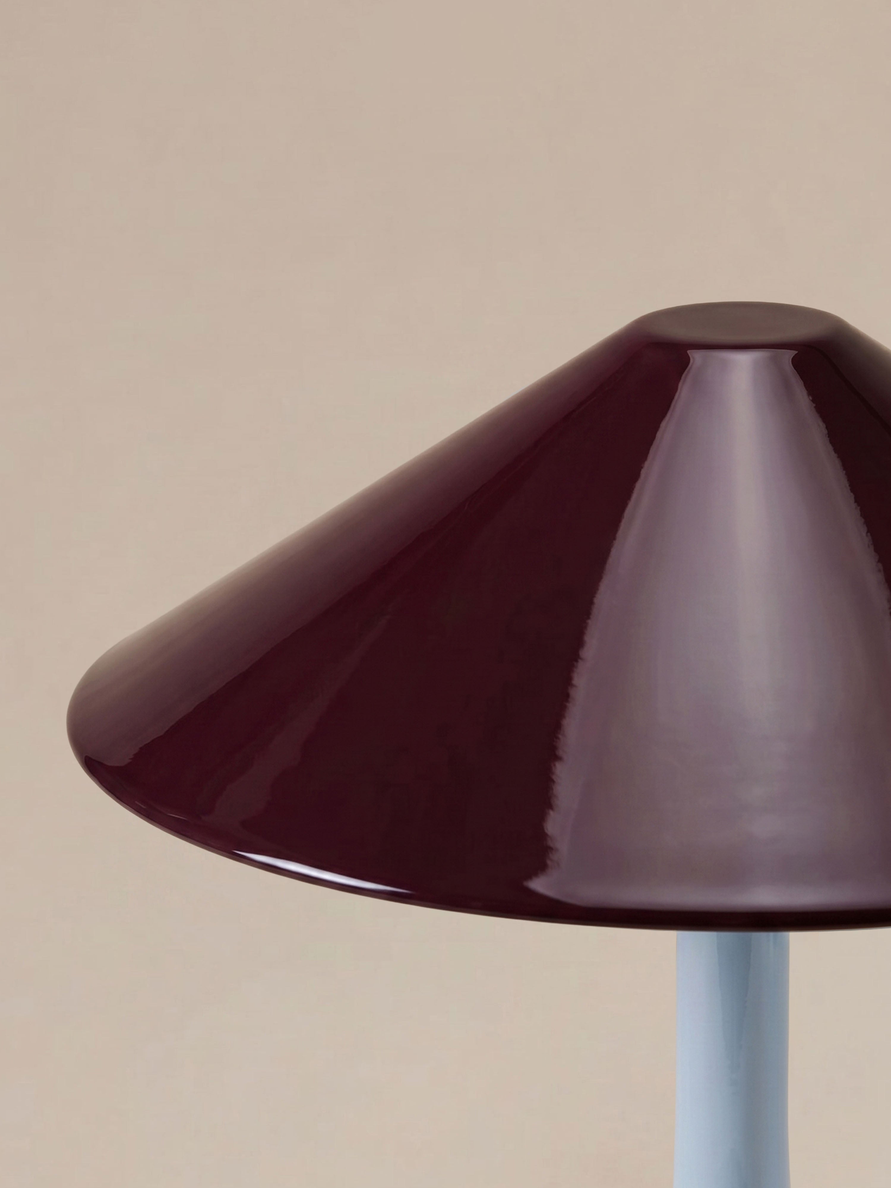 Nova Large Portable Lamp | Light Blue Base - Burgundy Shade