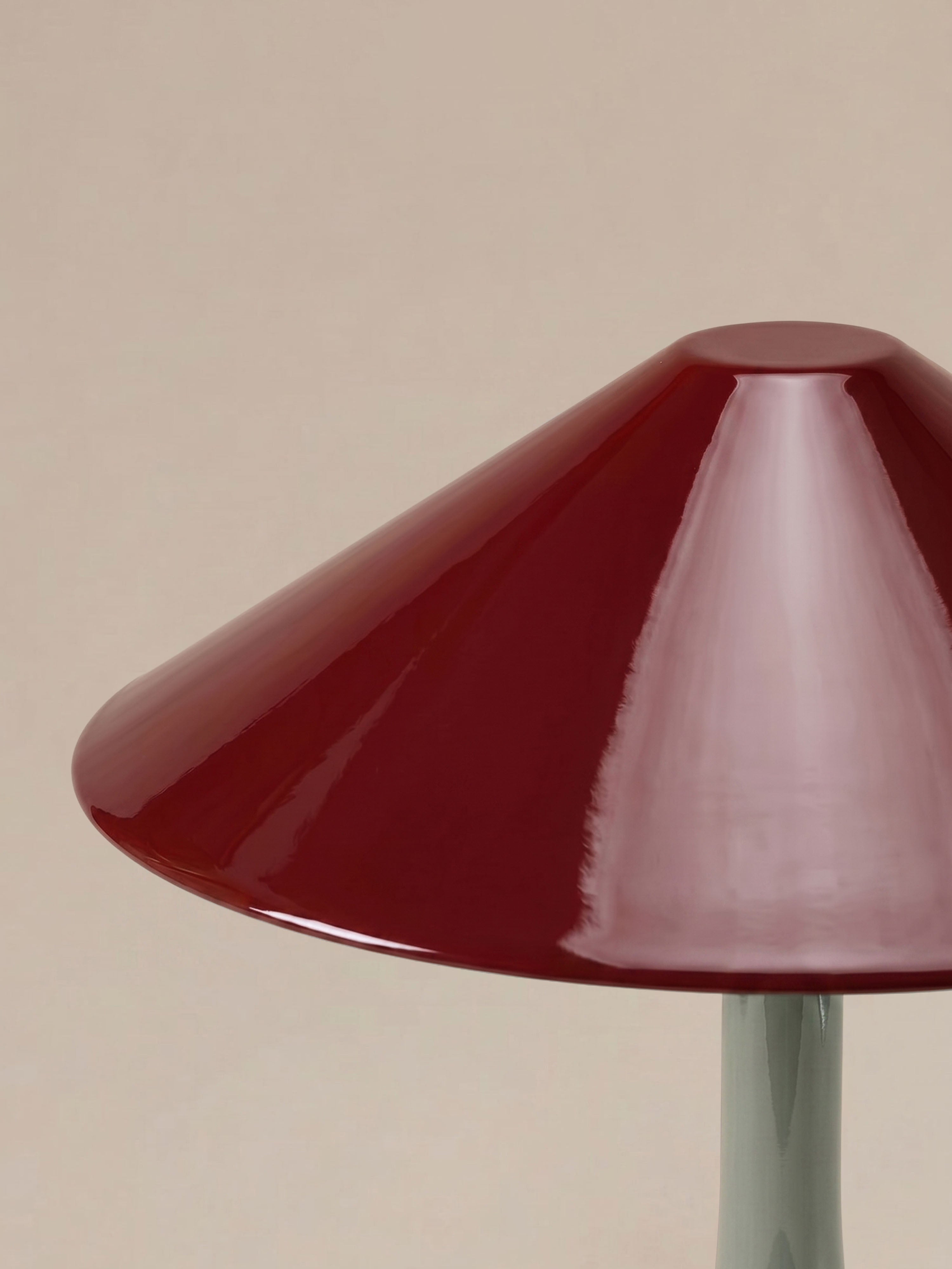 Nova Large Portable Lamp | Sage Green Base - Burgundy Shade