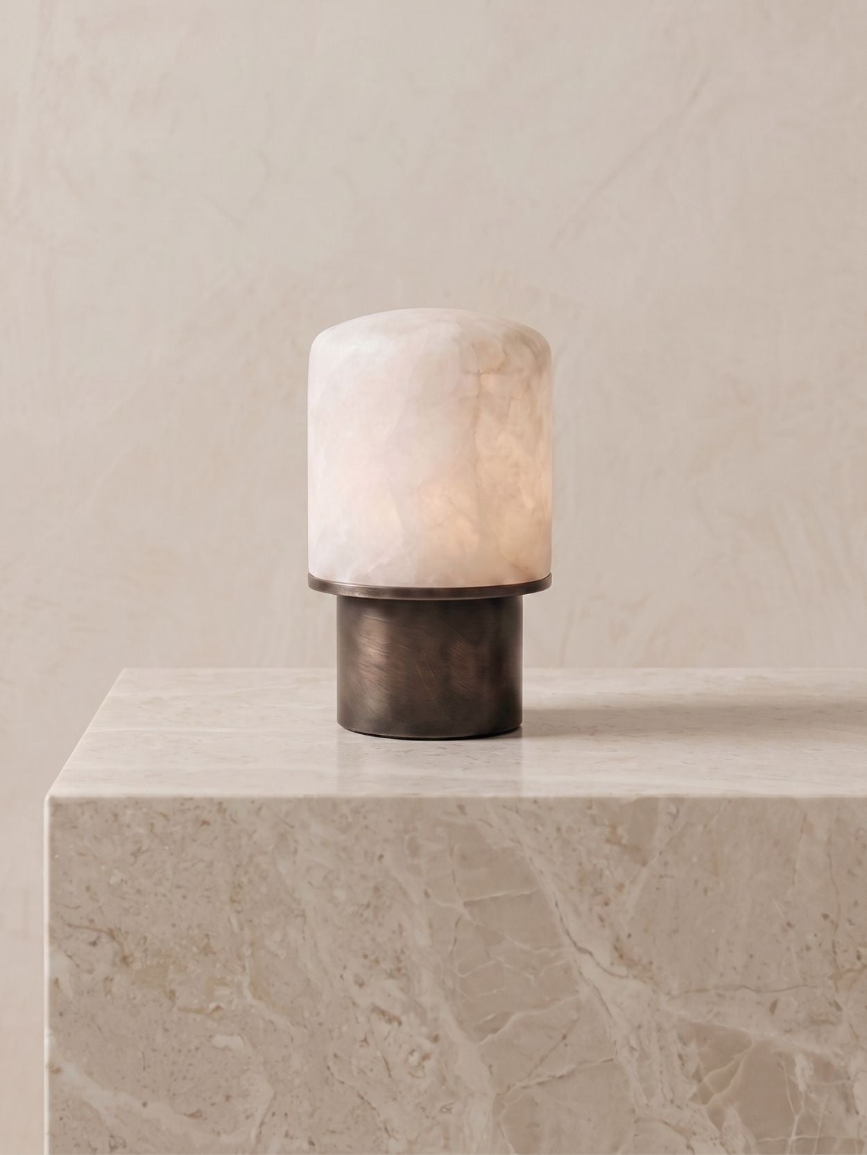The Portable Aurora Lamp | Brushed Bronze & Alabaster