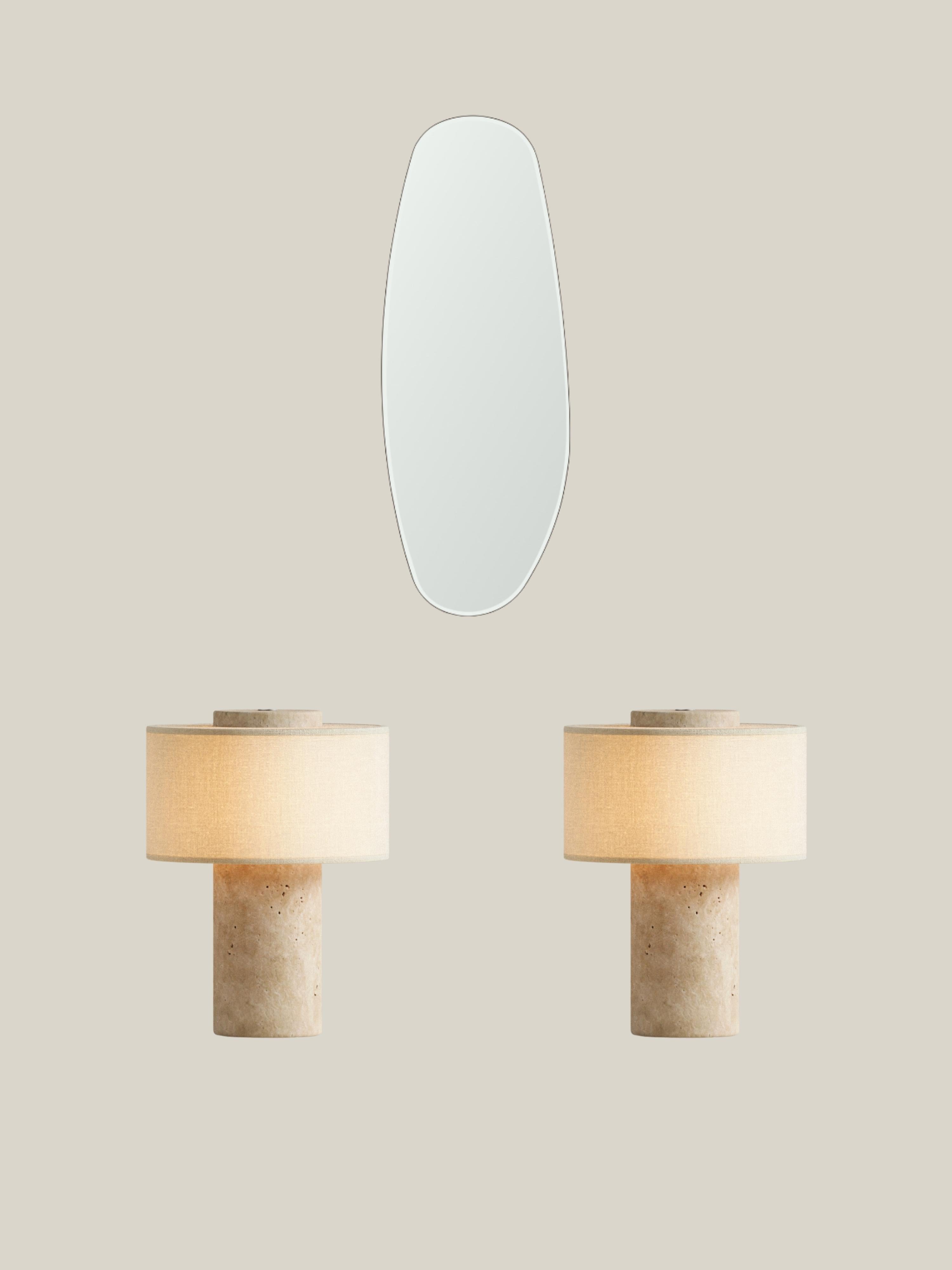 Set of 3 - Opal Mirror + 2 Travertine