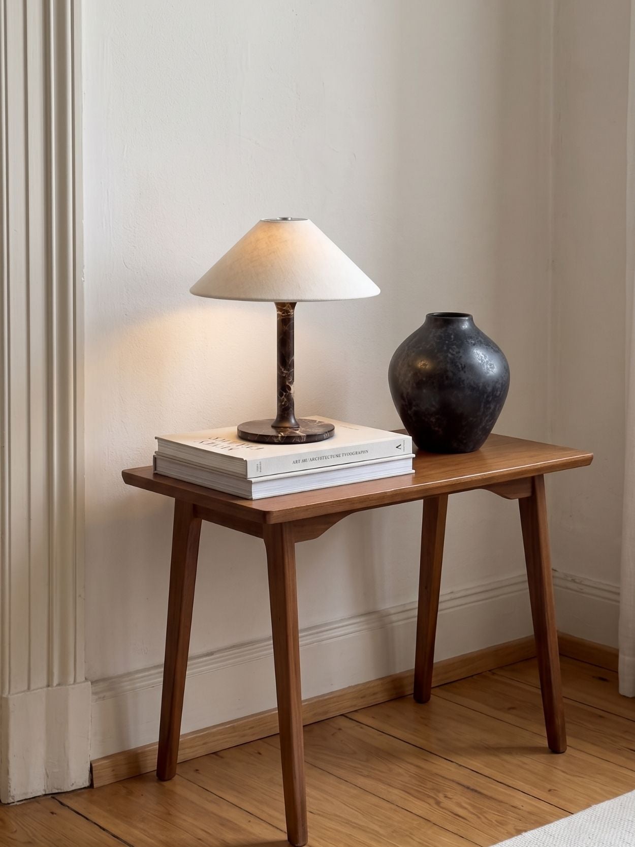 The Rossa Portable Lamp | Brown Marble & Linen