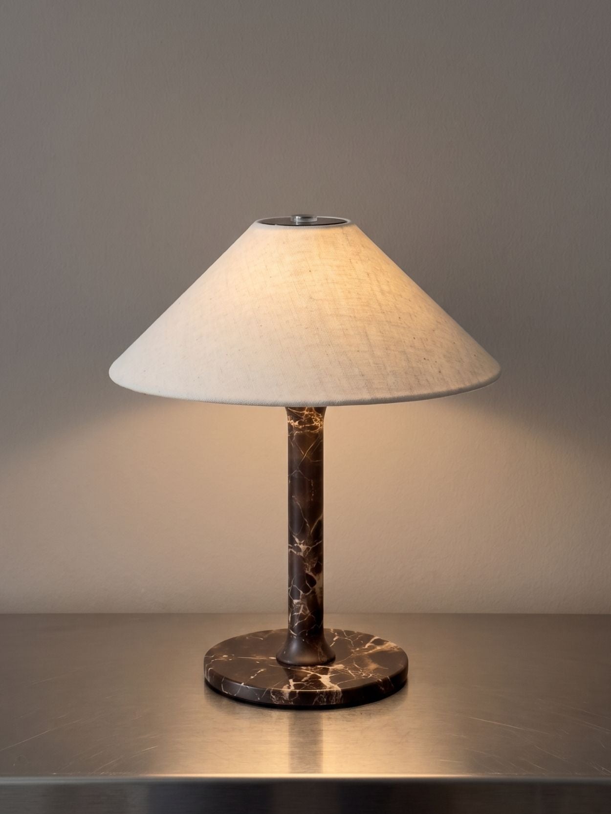 The Rossa Portable Lamp | Brown Marble & Linen
