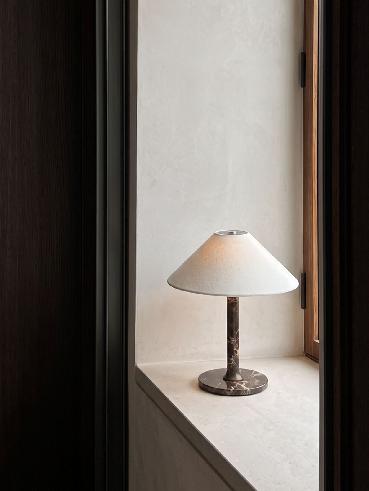 The Rossa Portable Lamp | Brown Marble & Linen