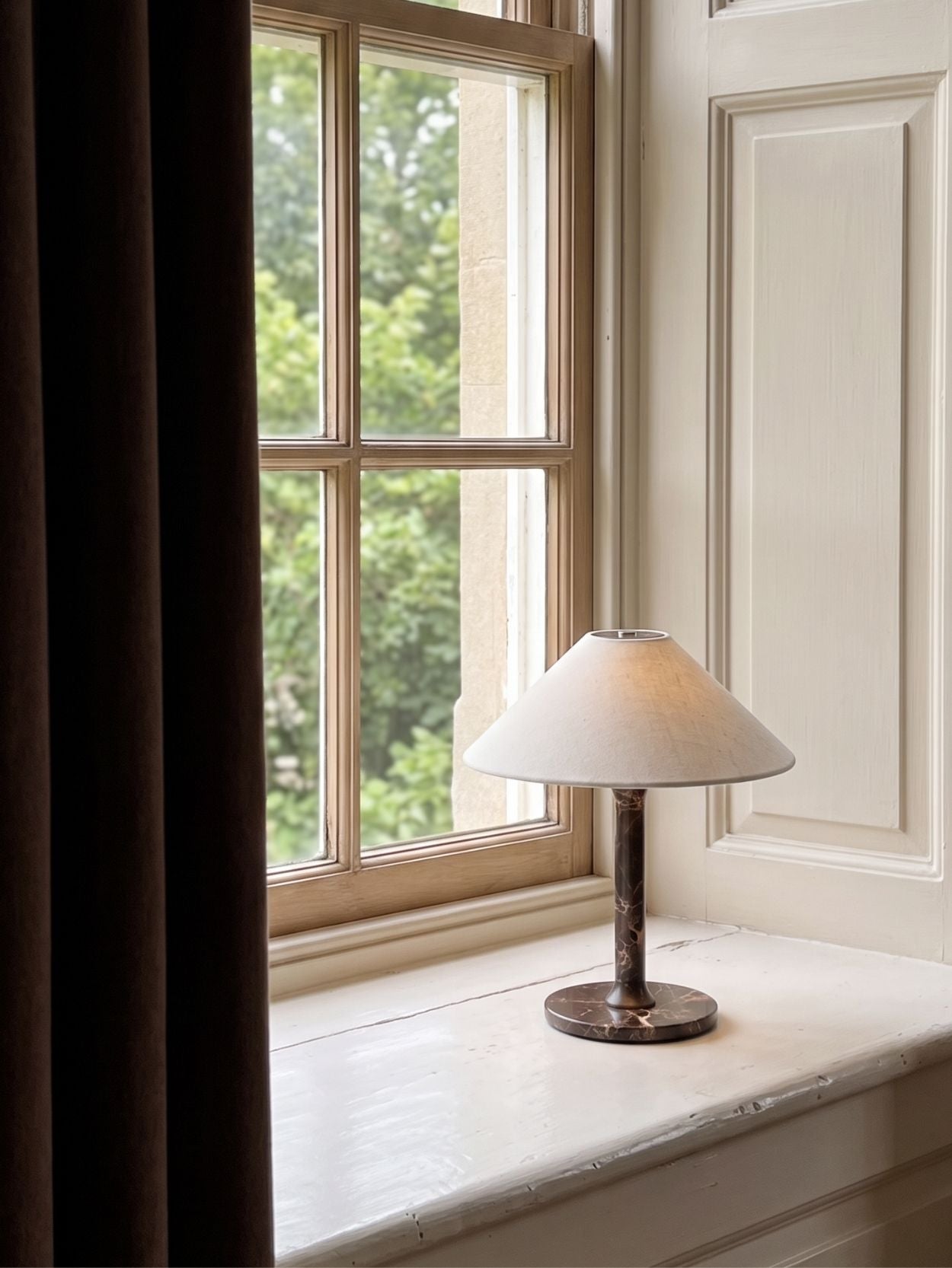 The Rossa Portable Lamp | Brown Marble & Linen