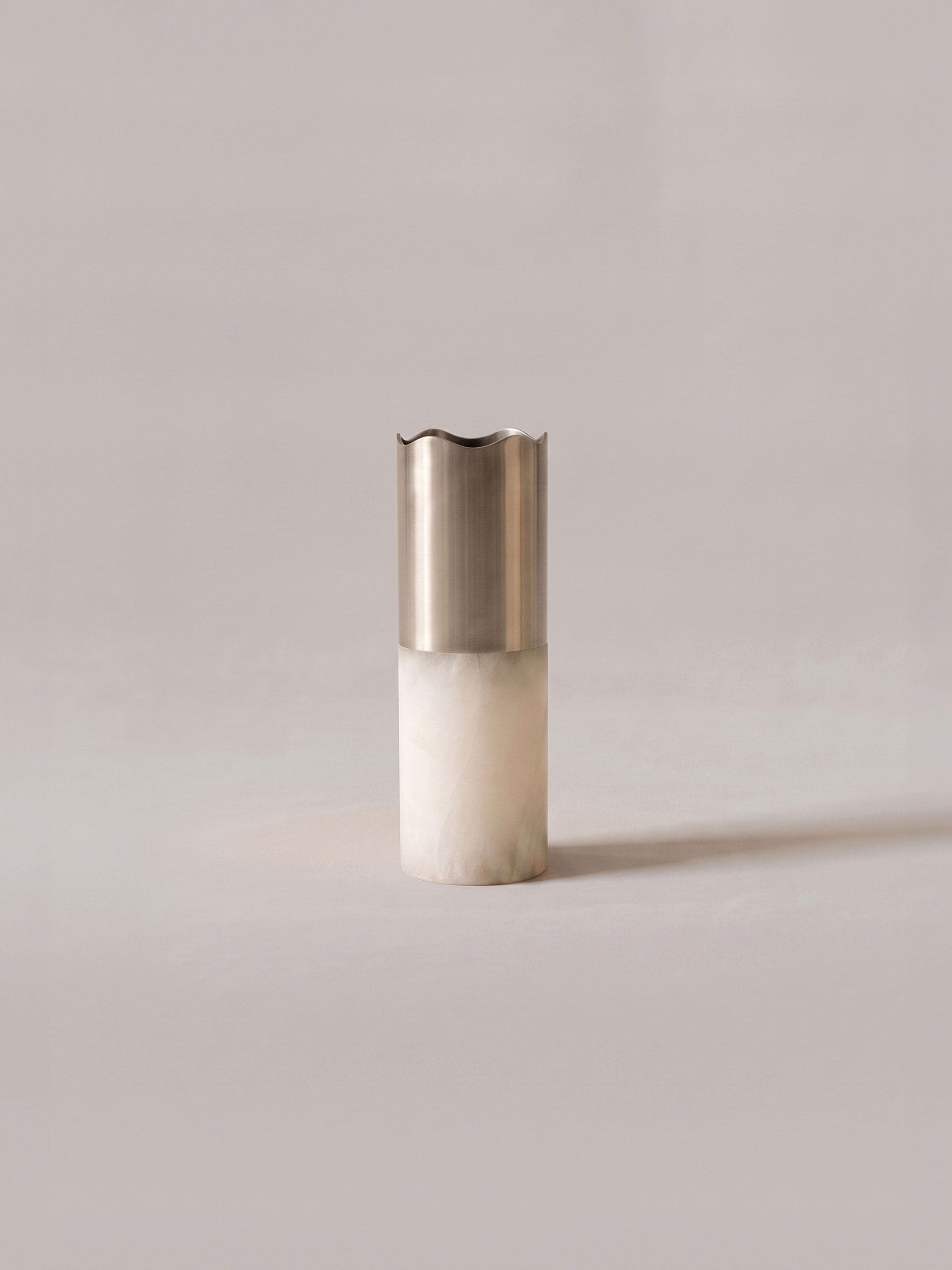 The Lyla Vase | Alabaster & Brushed Metal