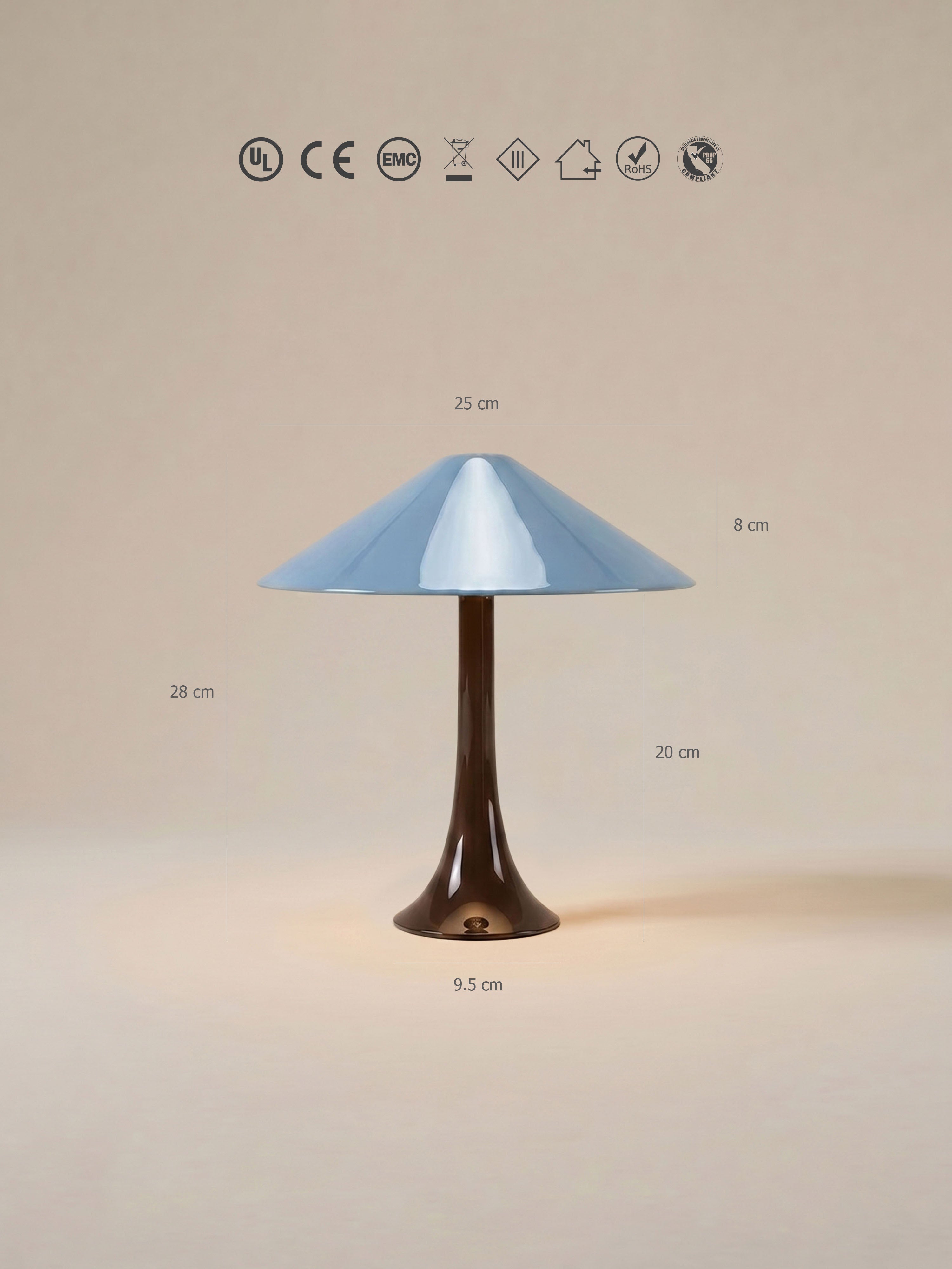 Nova Large Portable Lamp | Brown & Light Blue Shade