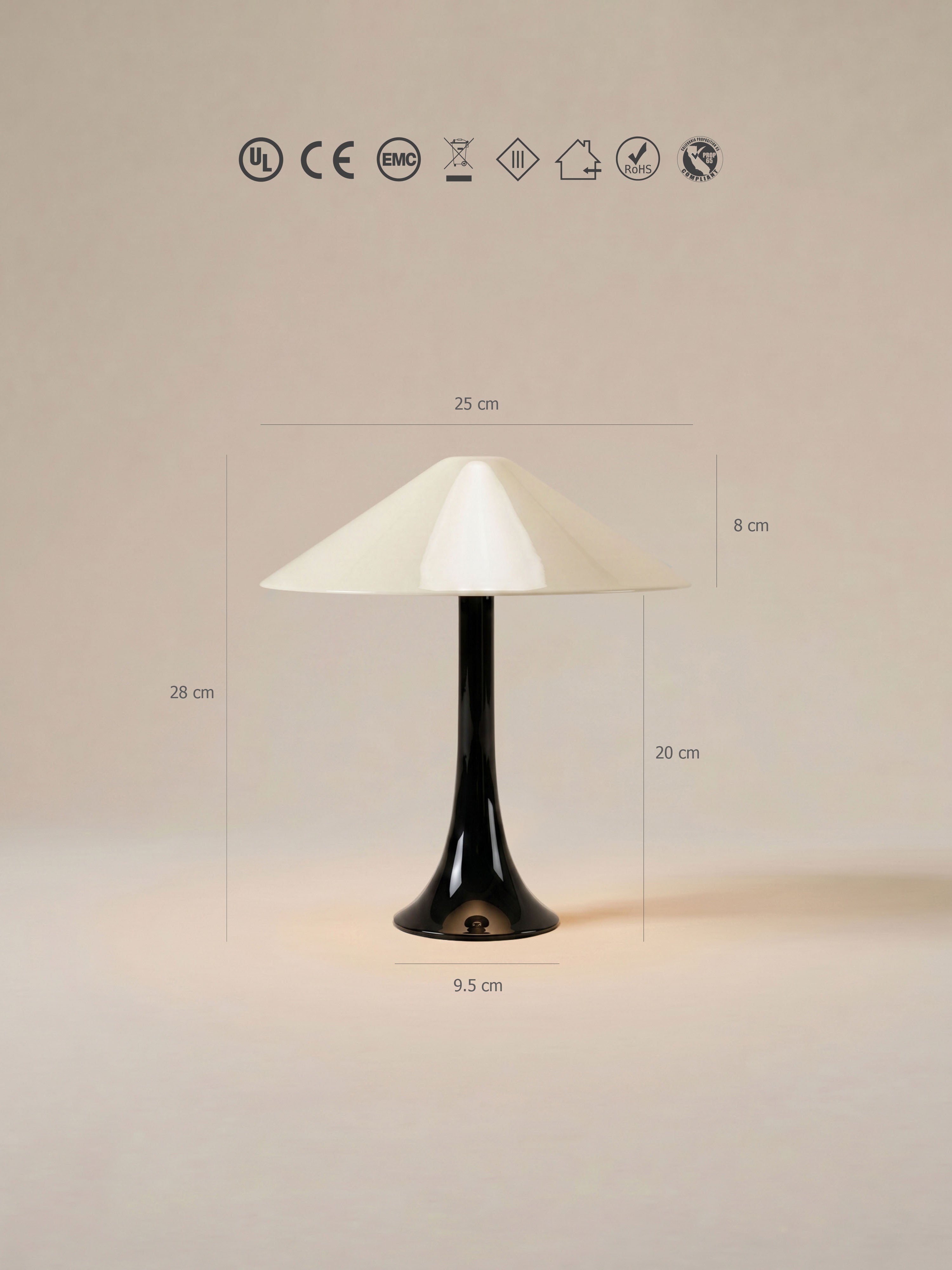 Nova Large Portable Lamp | Black & Cream Shade