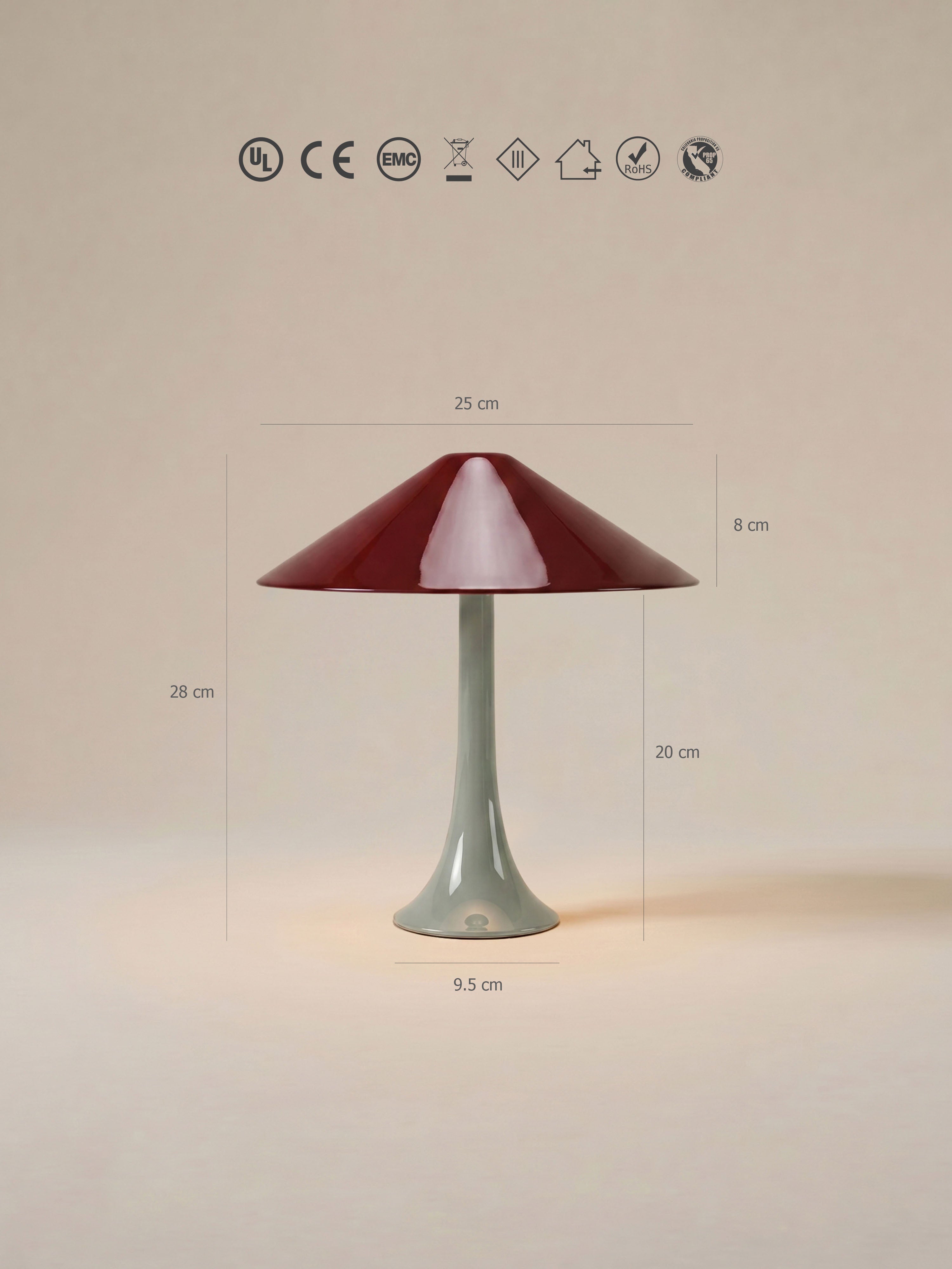 Nova Large Portable Lamp | Sage Green & Burgundy Shade